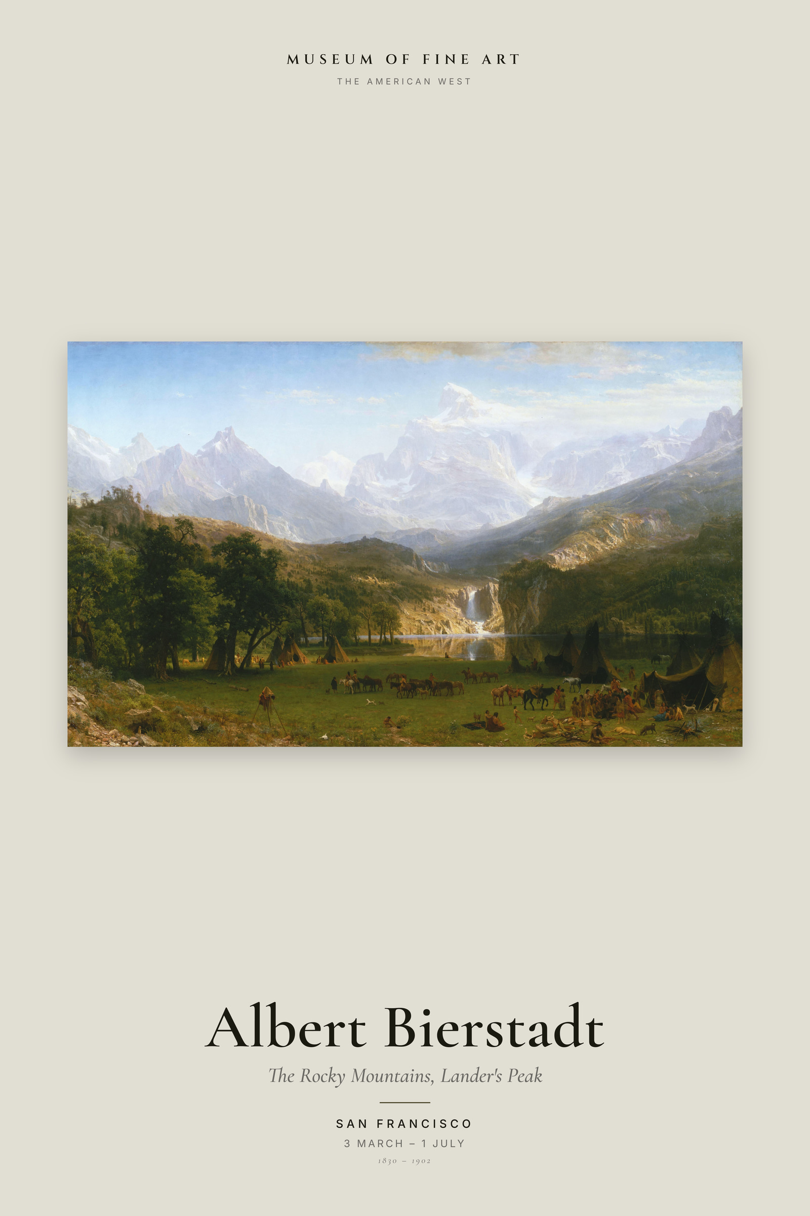 The Rocky Mountains, Lander's Peak — Exhibition Poster