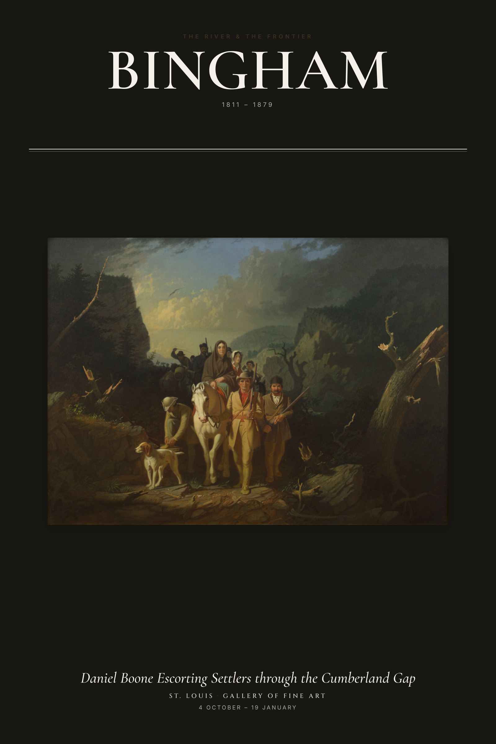 Daniel Boone Escorting Settlers through the Cumberland Gap — Exhibition Poster