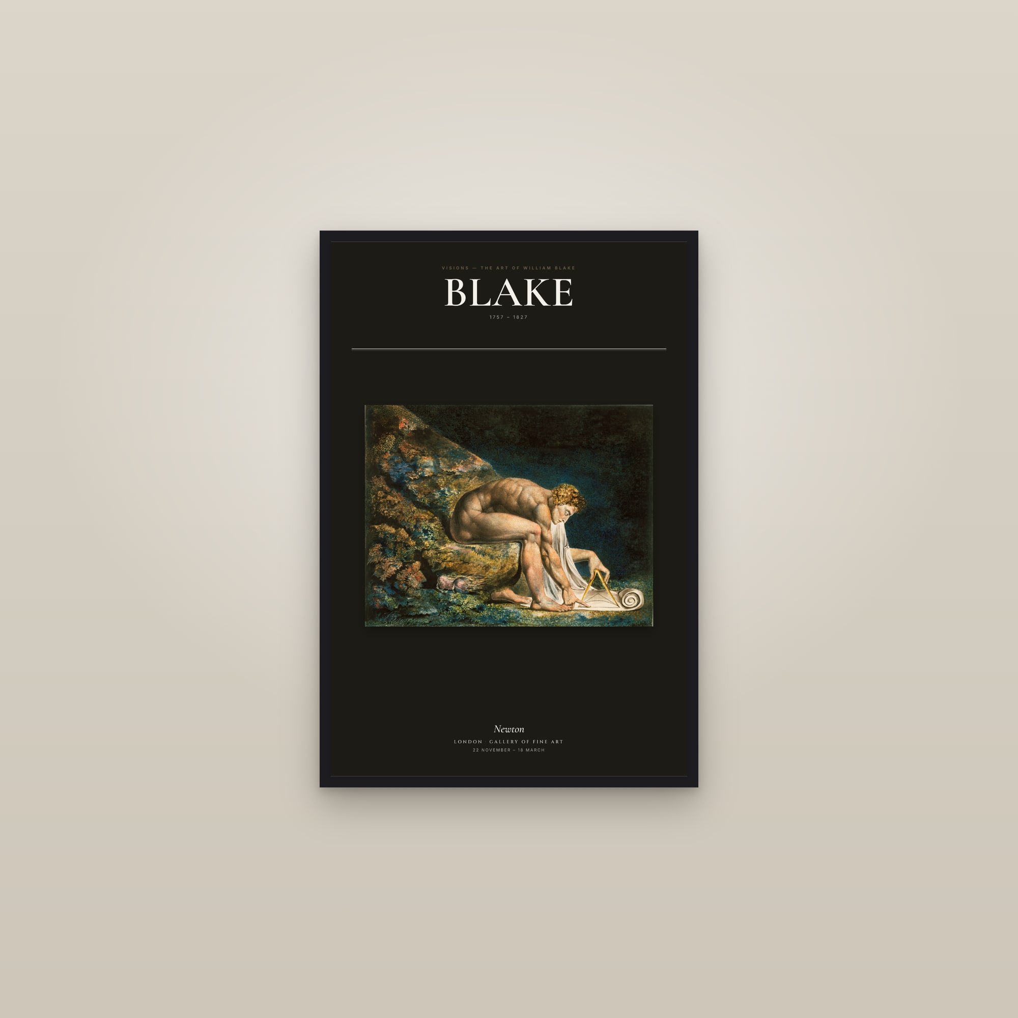 Newton — Exhibition Poster — framed in a gallery setting