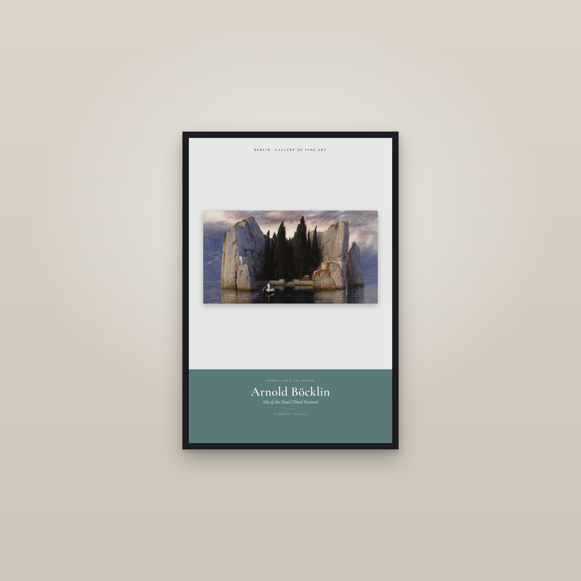 Isle of the Dead (Third Version) — Exhibition Poster — framed in a gallery setting