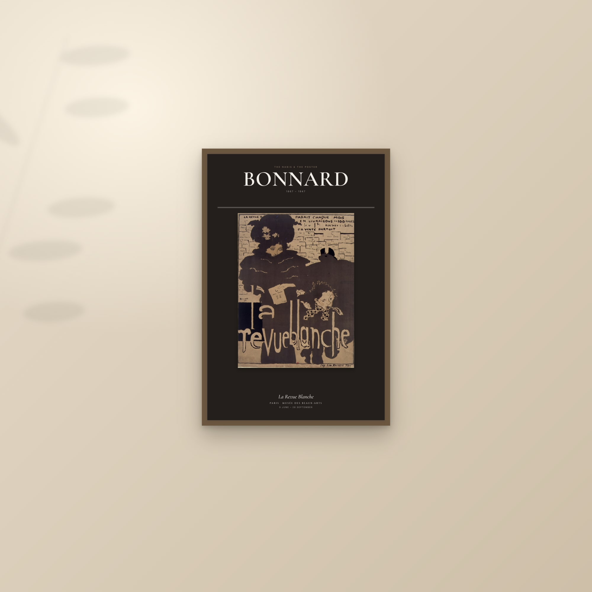 La Revue Blanche (Bonnard) — Exhibition Poster — framed and styled on a sunlit wall