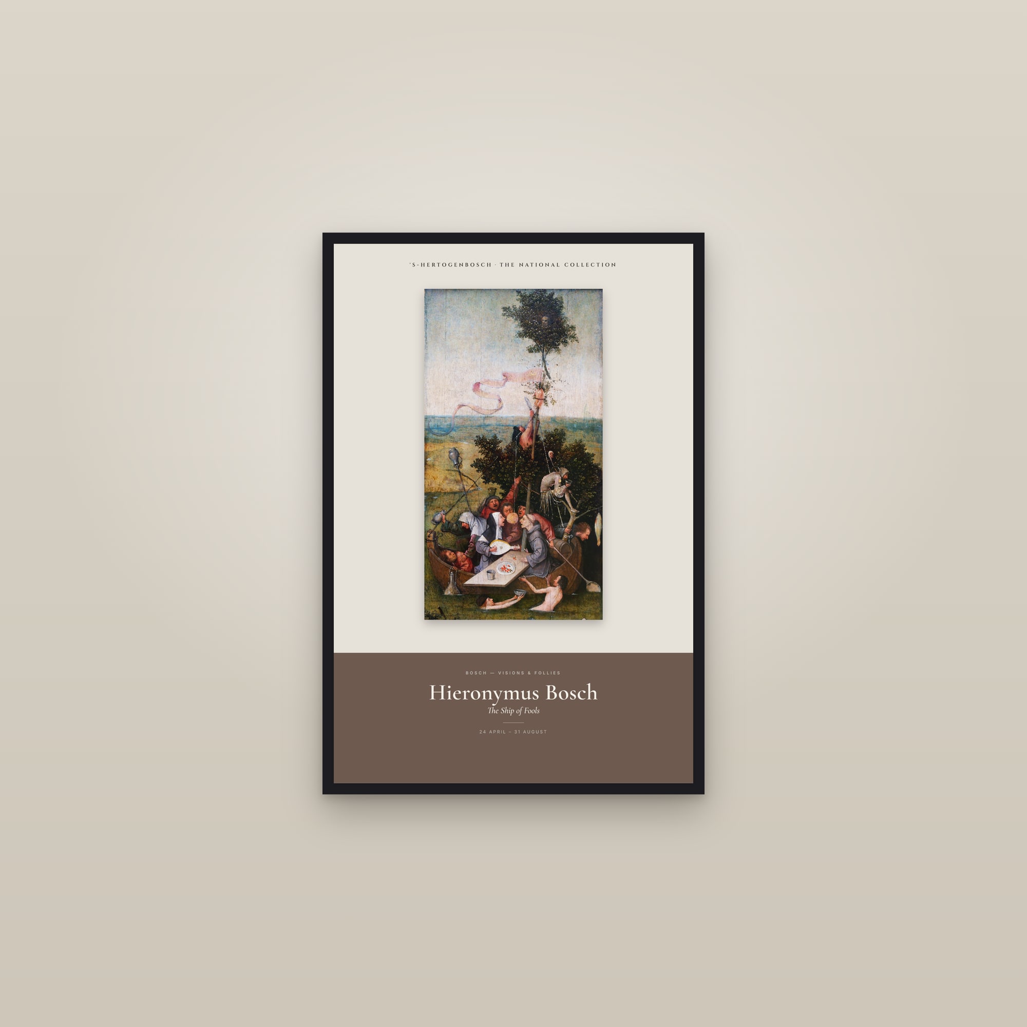 The Ship of Fools — Exhibition Poster — framed in a gallery setting