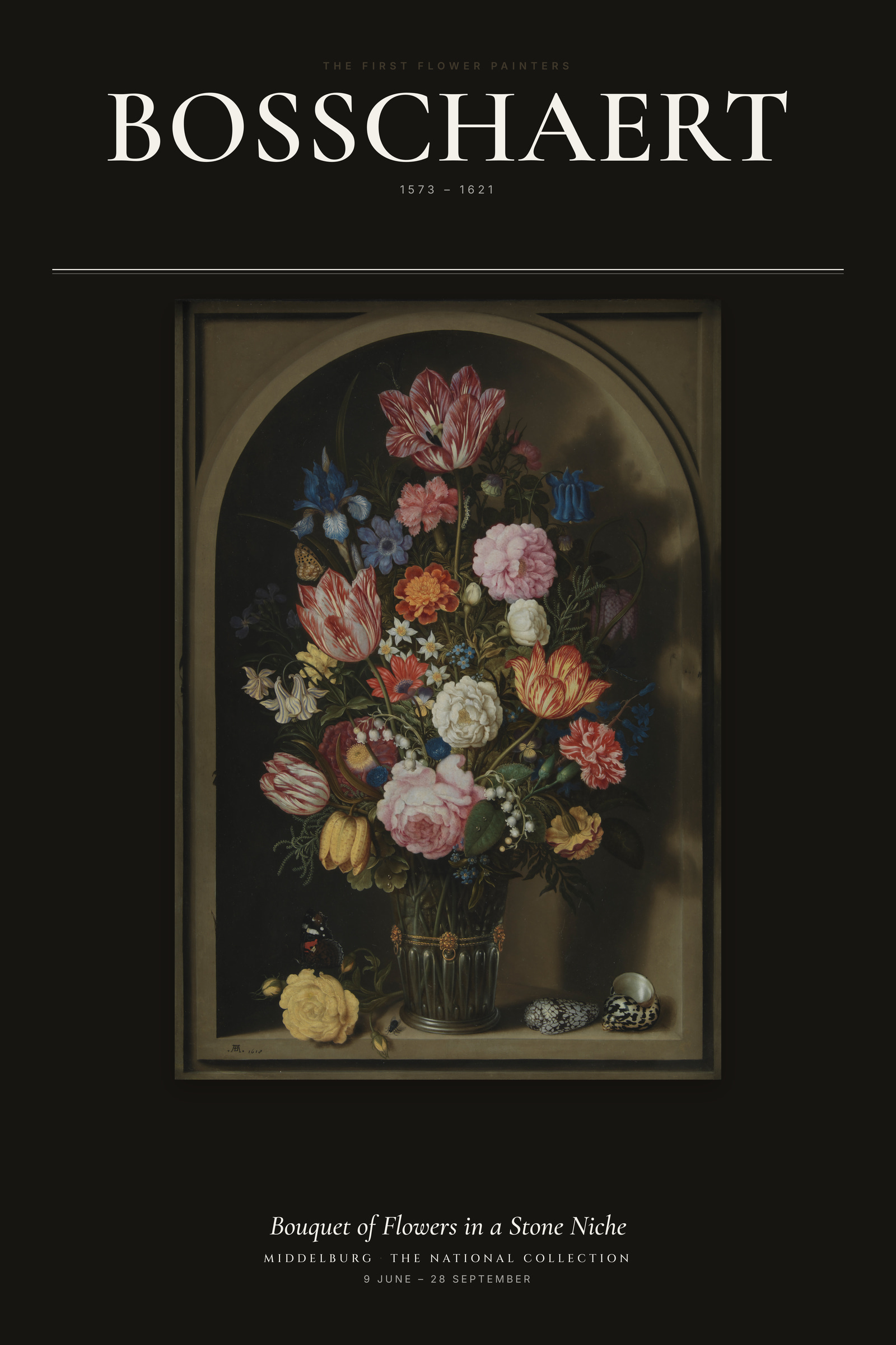 Bouquet of Flowers in a Stone Niche — Exhibition Poster