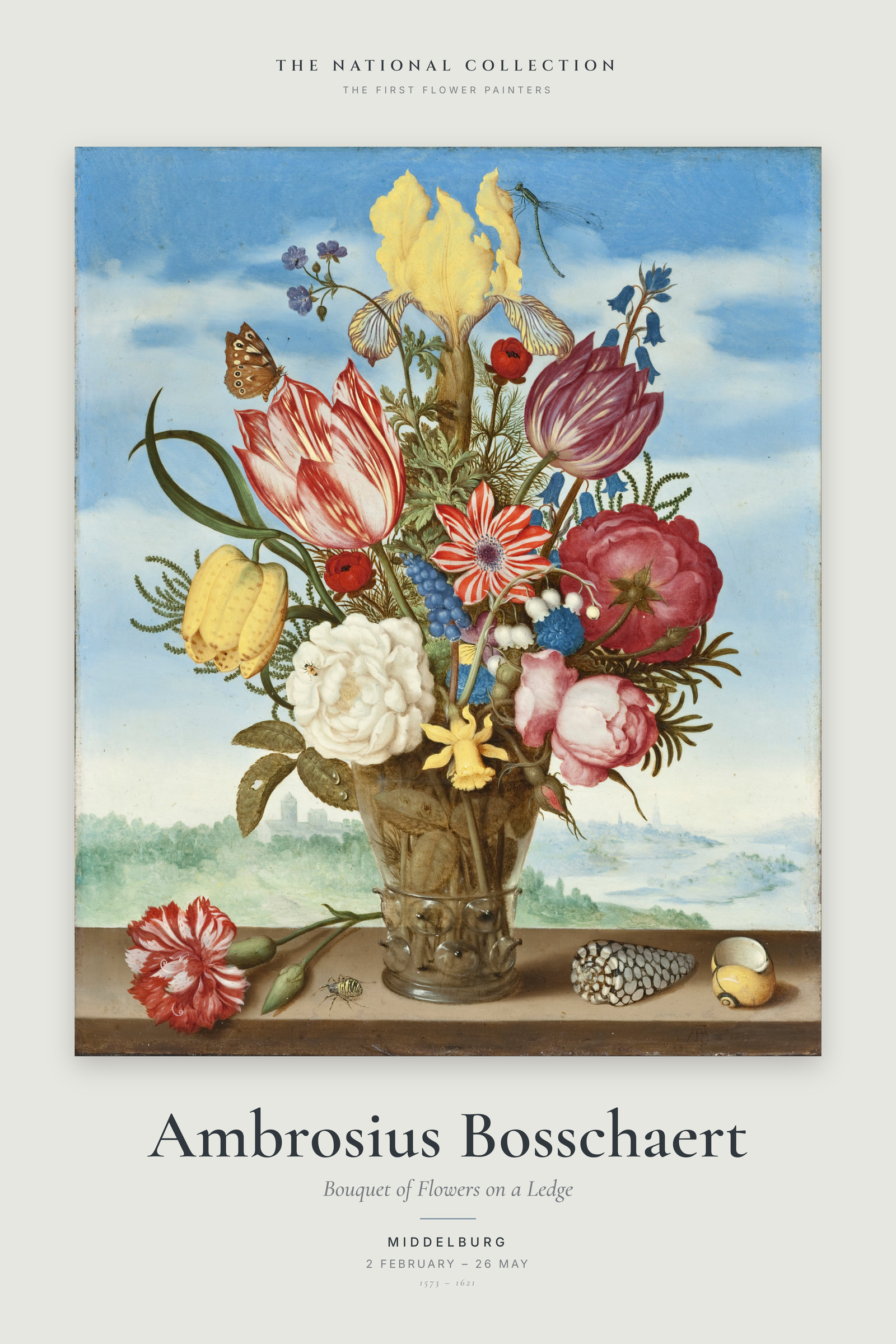 Bouquet of Flowers on a Ledge — Exhibition Poster