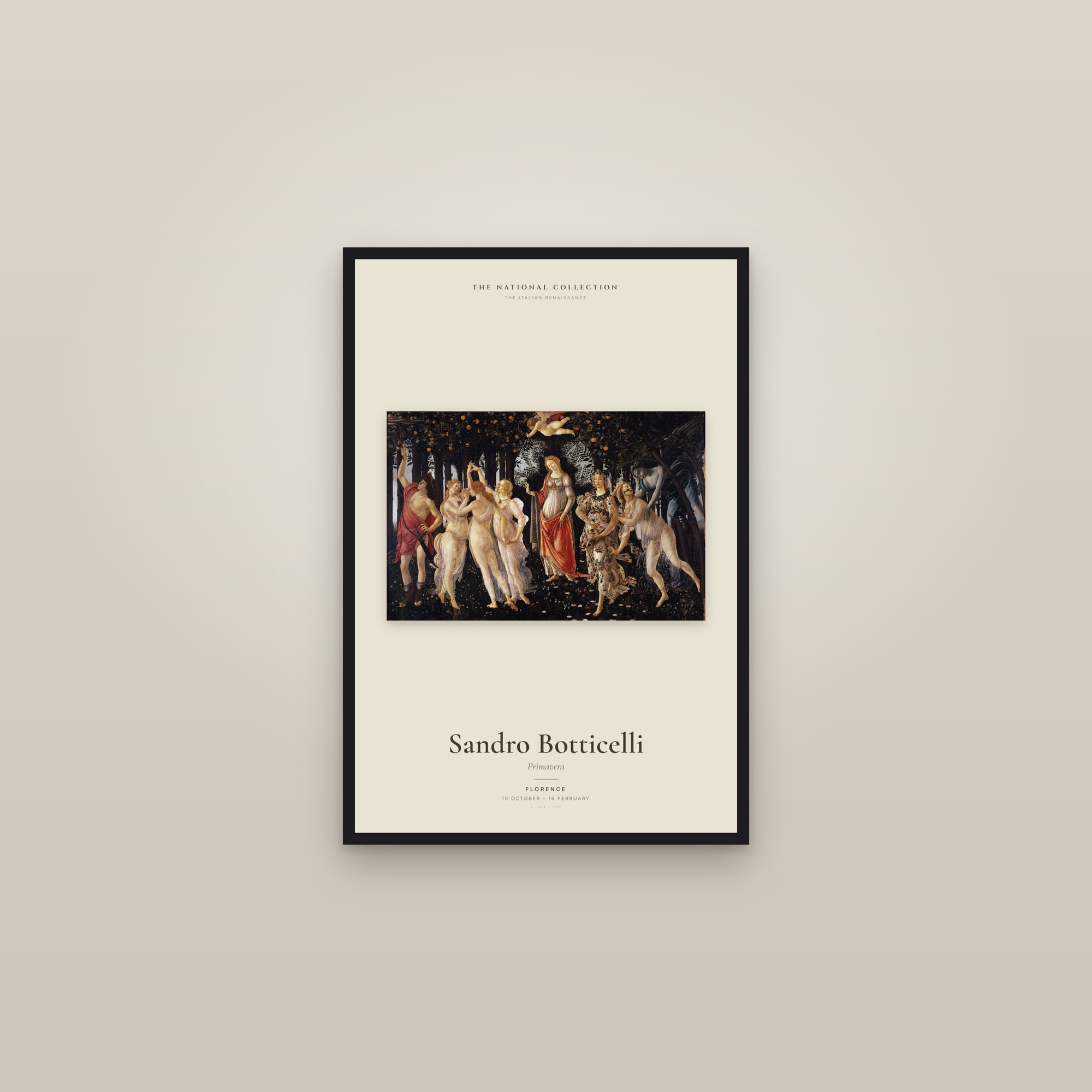 Primavera — Exhibition Poster — framed in a gallery setting