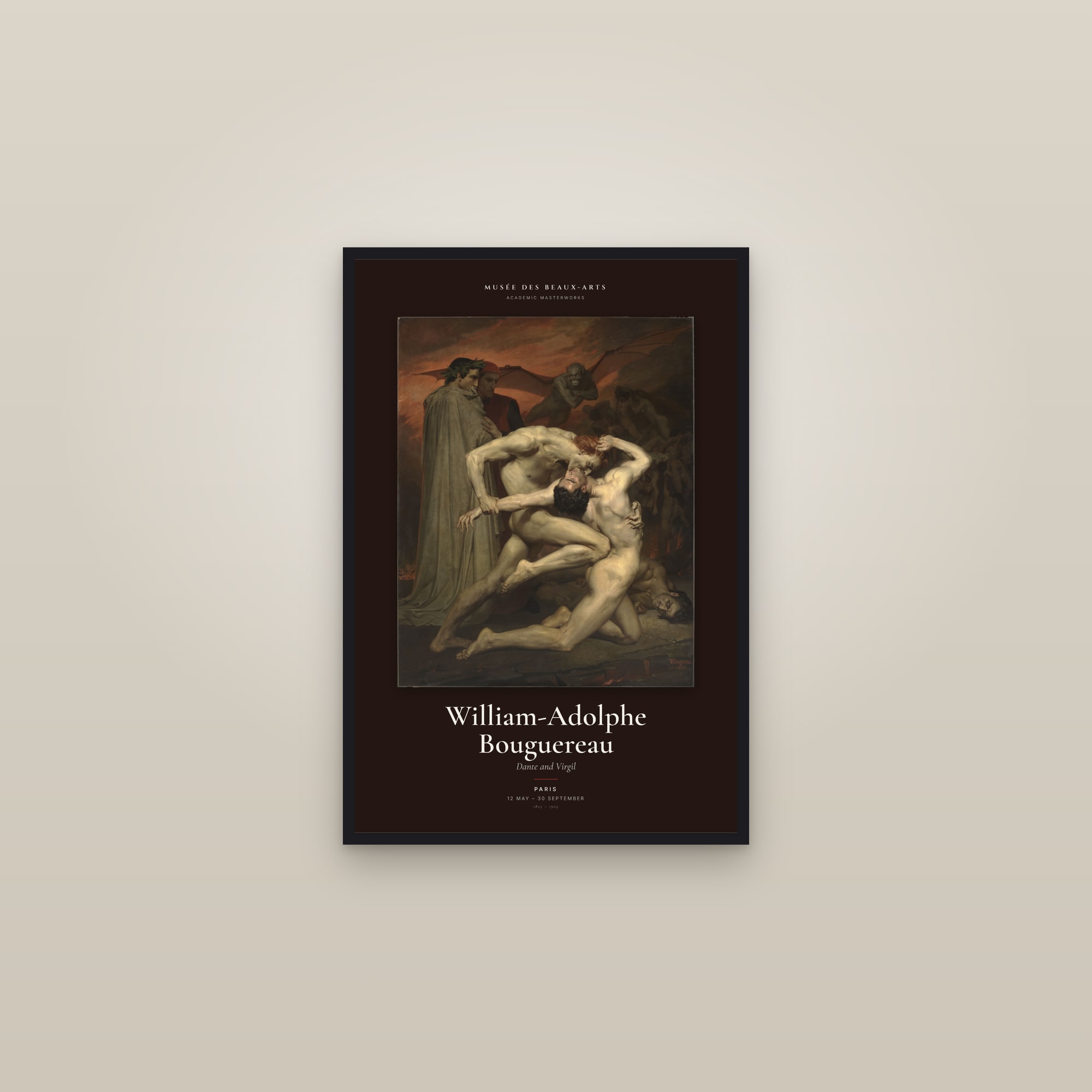 Dante and Virgil — Exhibition Poster — framed in a gallery setting