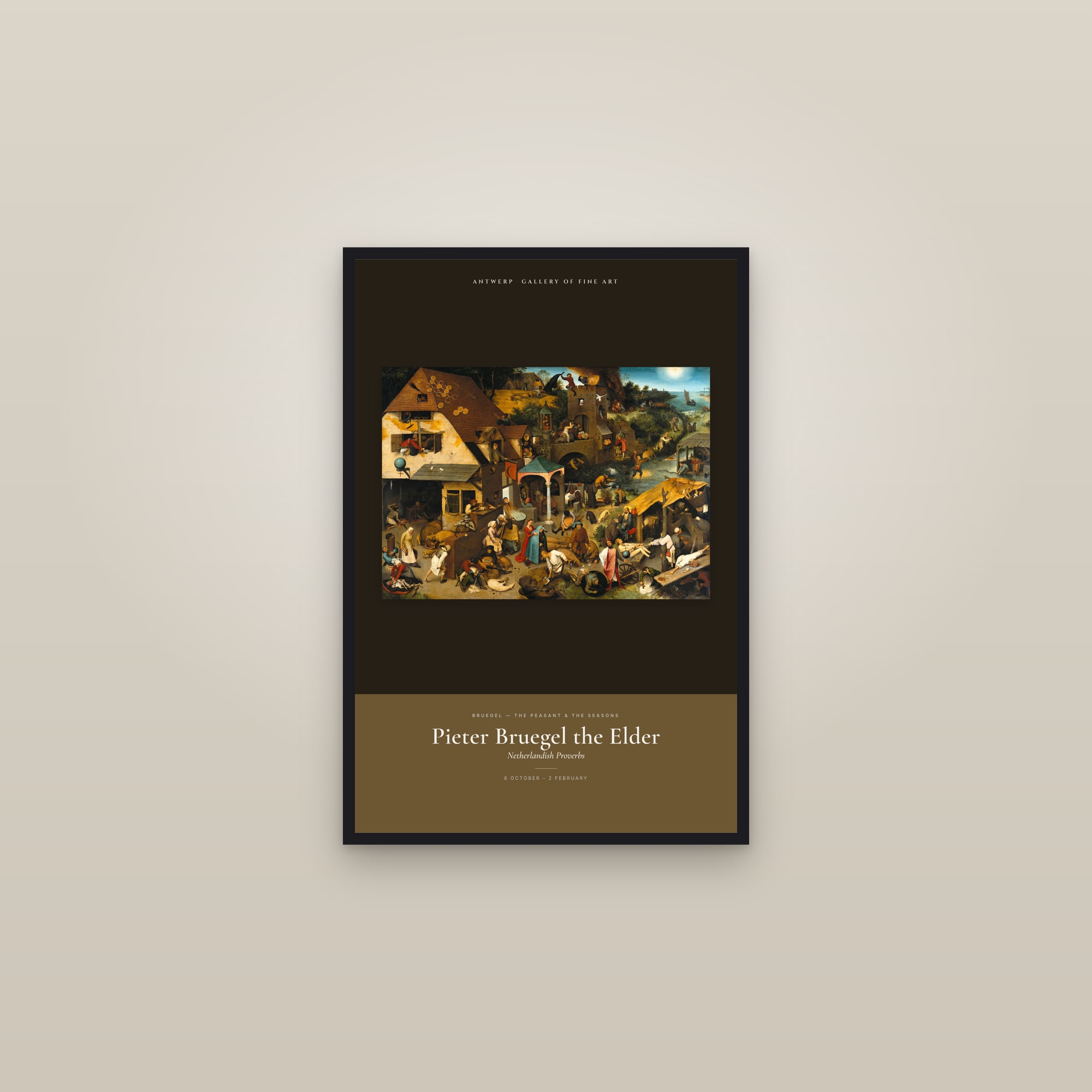 Netherlandish Proverbs — Exhibition Poster — framed in a gallery setting