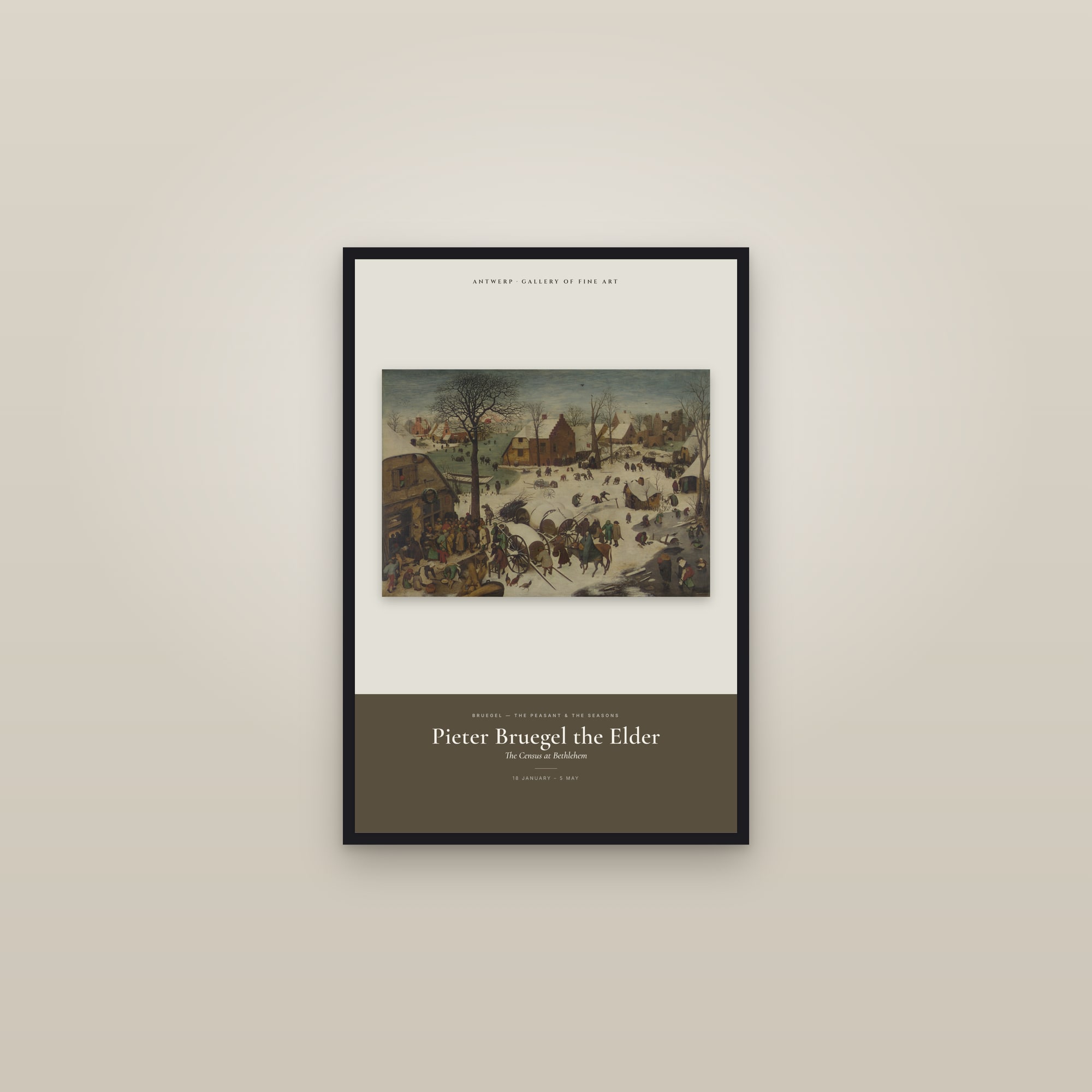 The Census at Bethlehem — Exhibition Poster — framed in a gallery setting