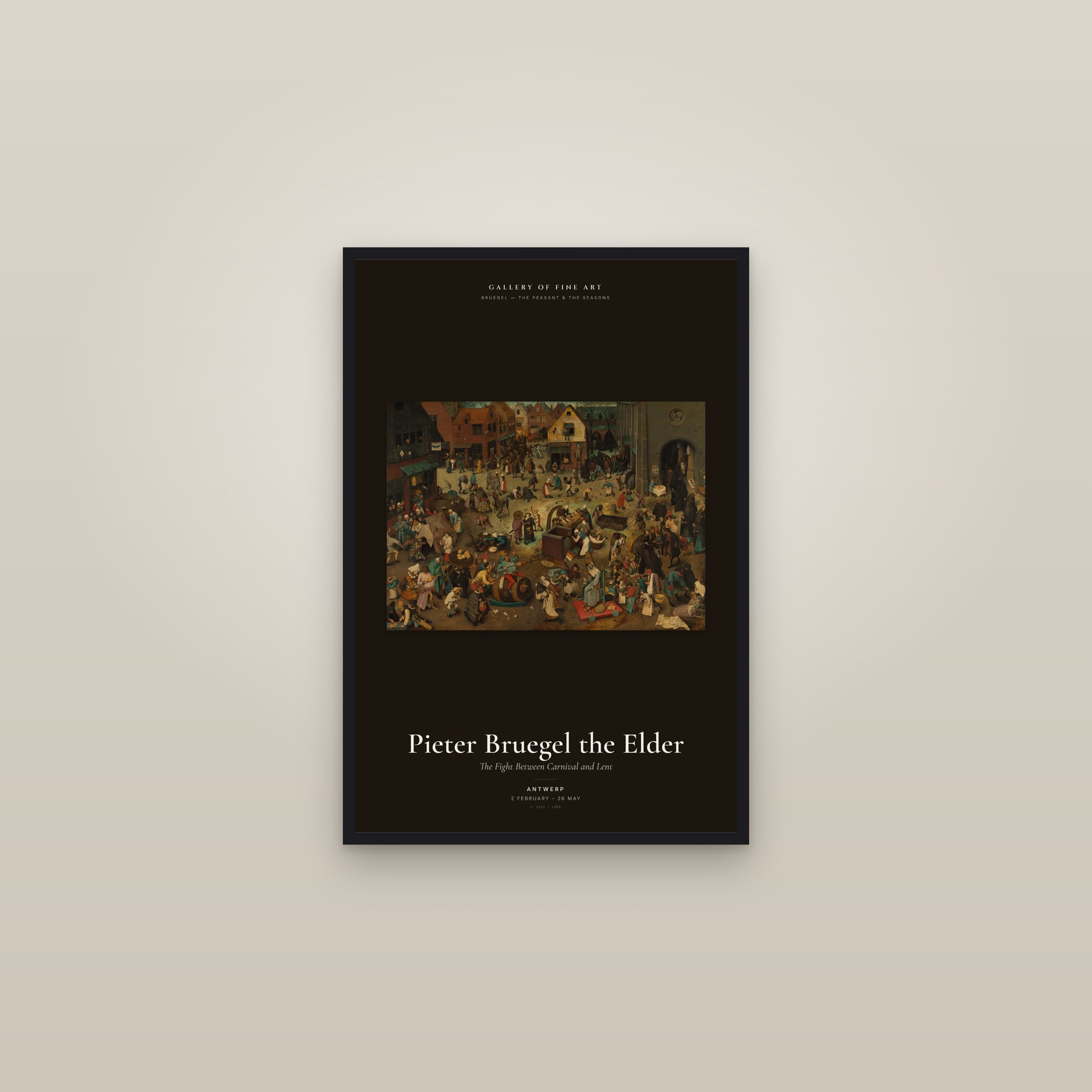 The Fight Between Carnival and Lent — Exhibition Poster — framed in a gallery setting