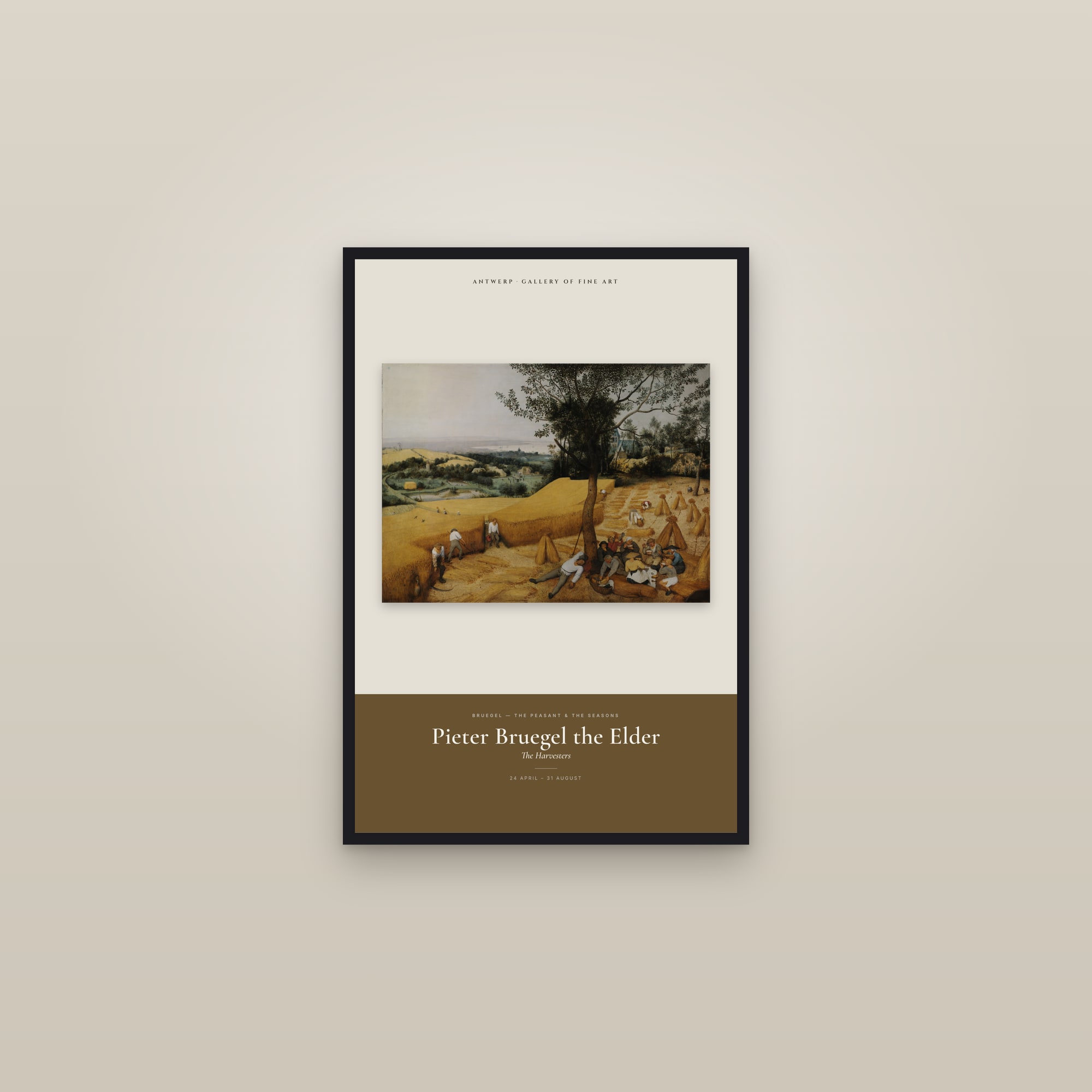The Harvesters — Exhibition Poster — framed in a gallery setting