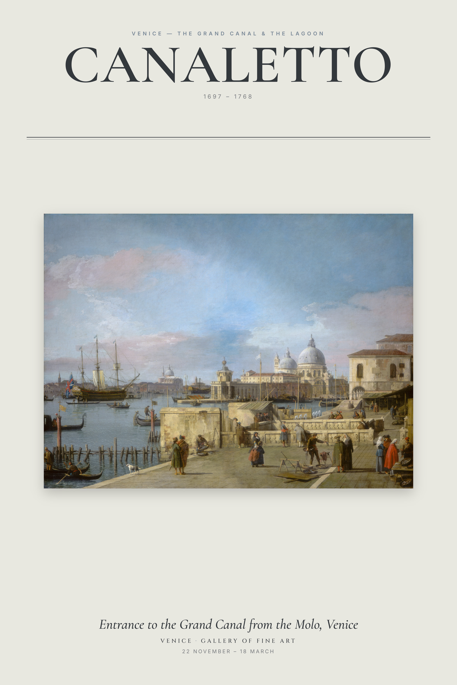 Entrance to the Grand Canal from the Molo, Venice — Exhibition Poster