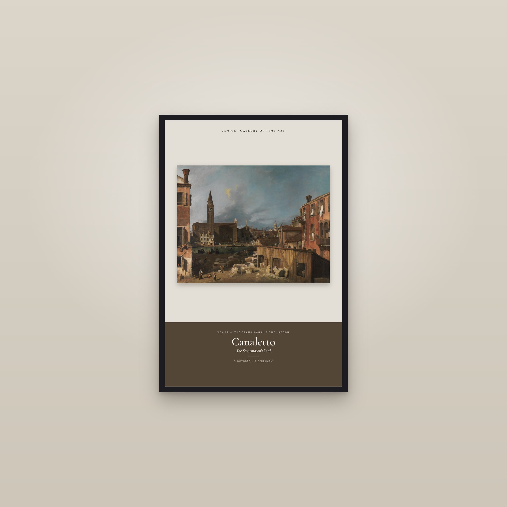 The Stonemason's Yard — Exhibition Poster — framed in a gallery setting