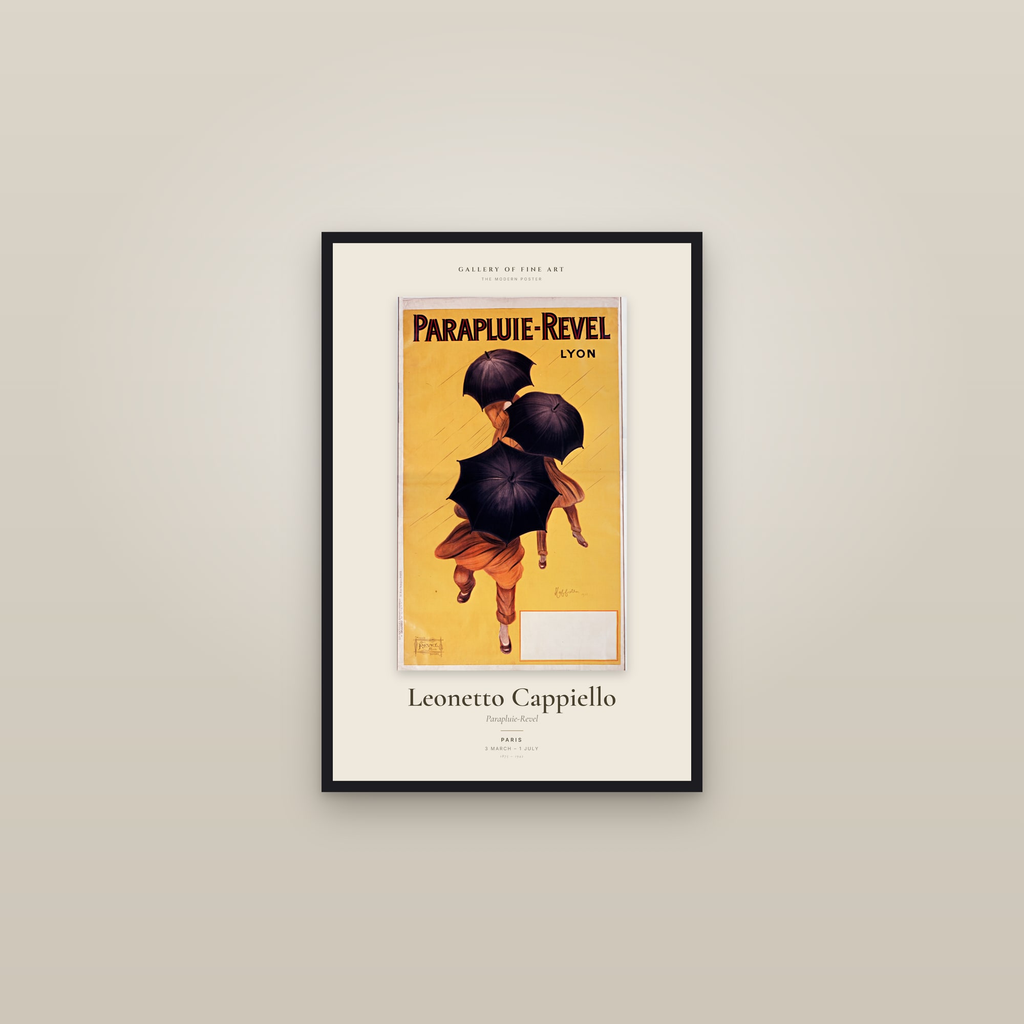 Parapluie-Revel — Exhibition Poster — framed in a gallery setting