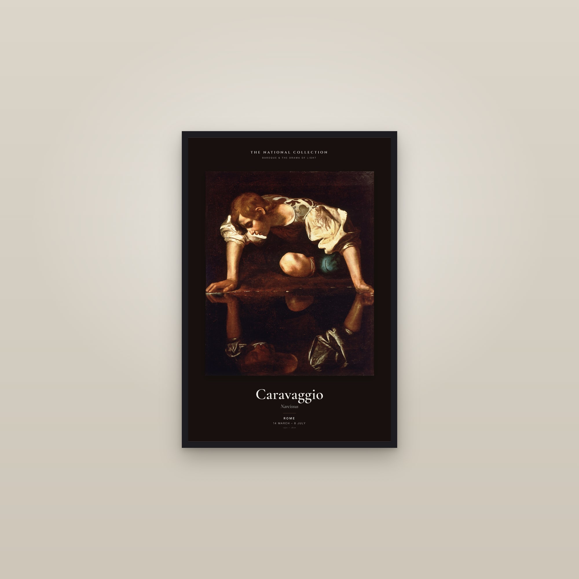 Narcissus — Exhibition Poster — framed in a gallery setting