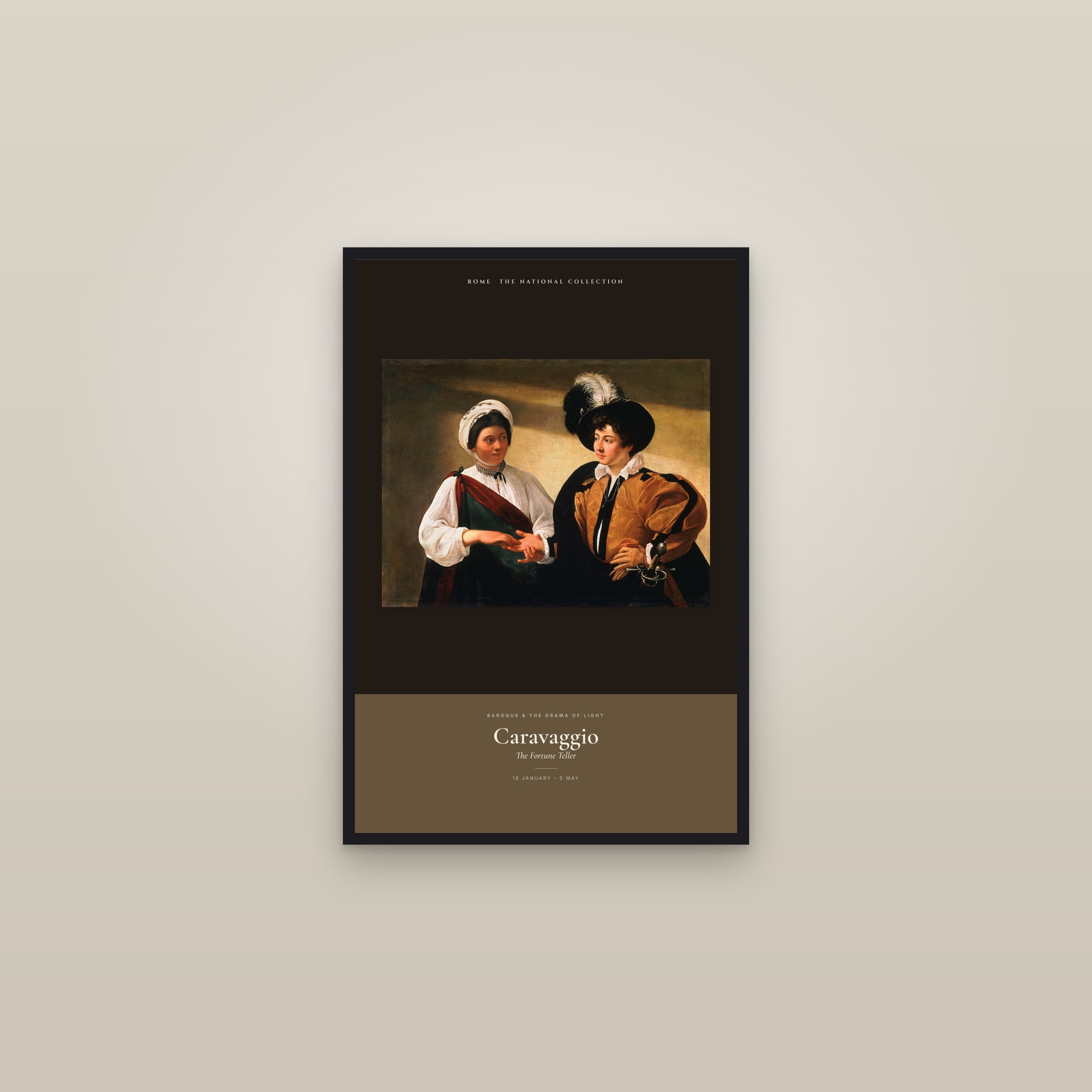 The Fortune Teller — Exhibition Poster — framed in a gallery setting