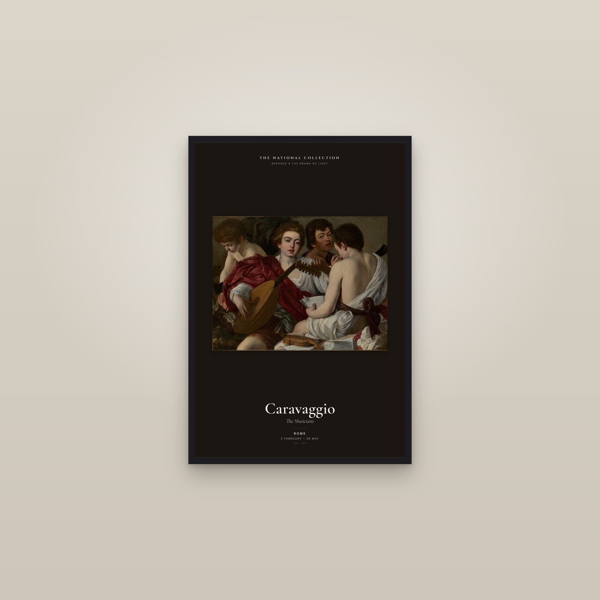 The Musicians — Exhibition Poster — framed in a gallery setting