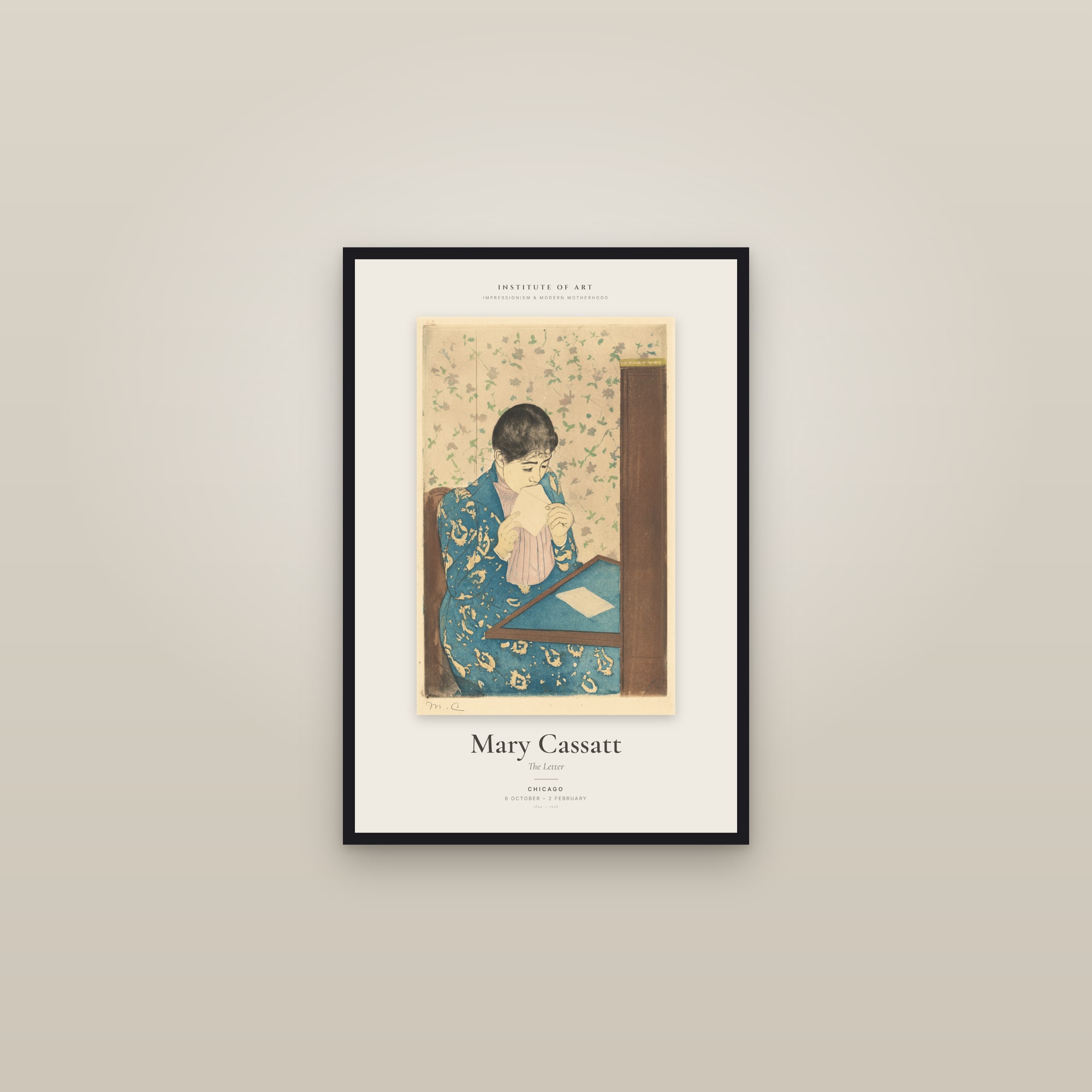 The Letter — Exhibition Poster — framed in a gallery setting