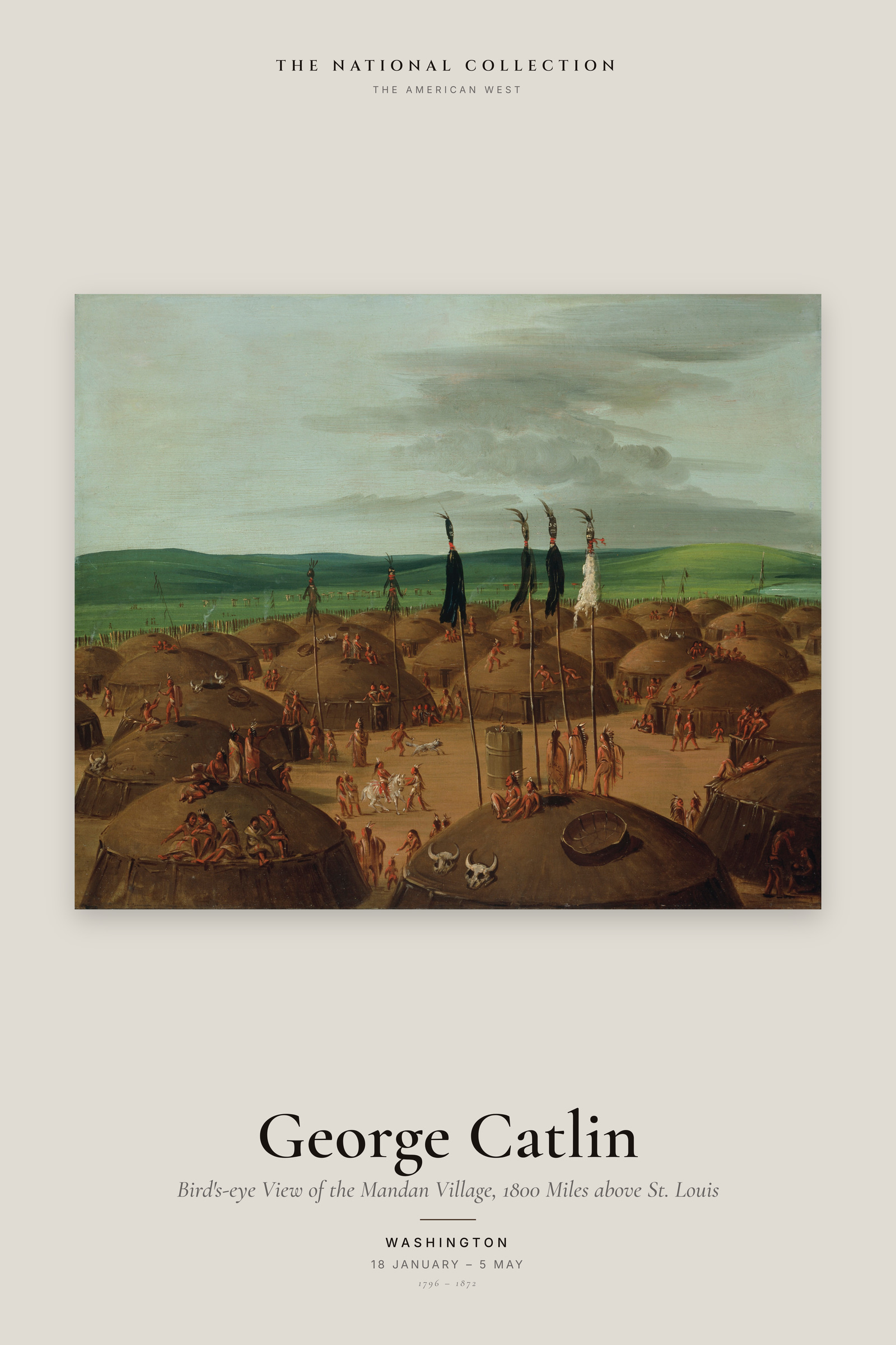 Bird's-eye View of the Mandan Village, 1800 Miles above St. Louis — Exhibition Poster