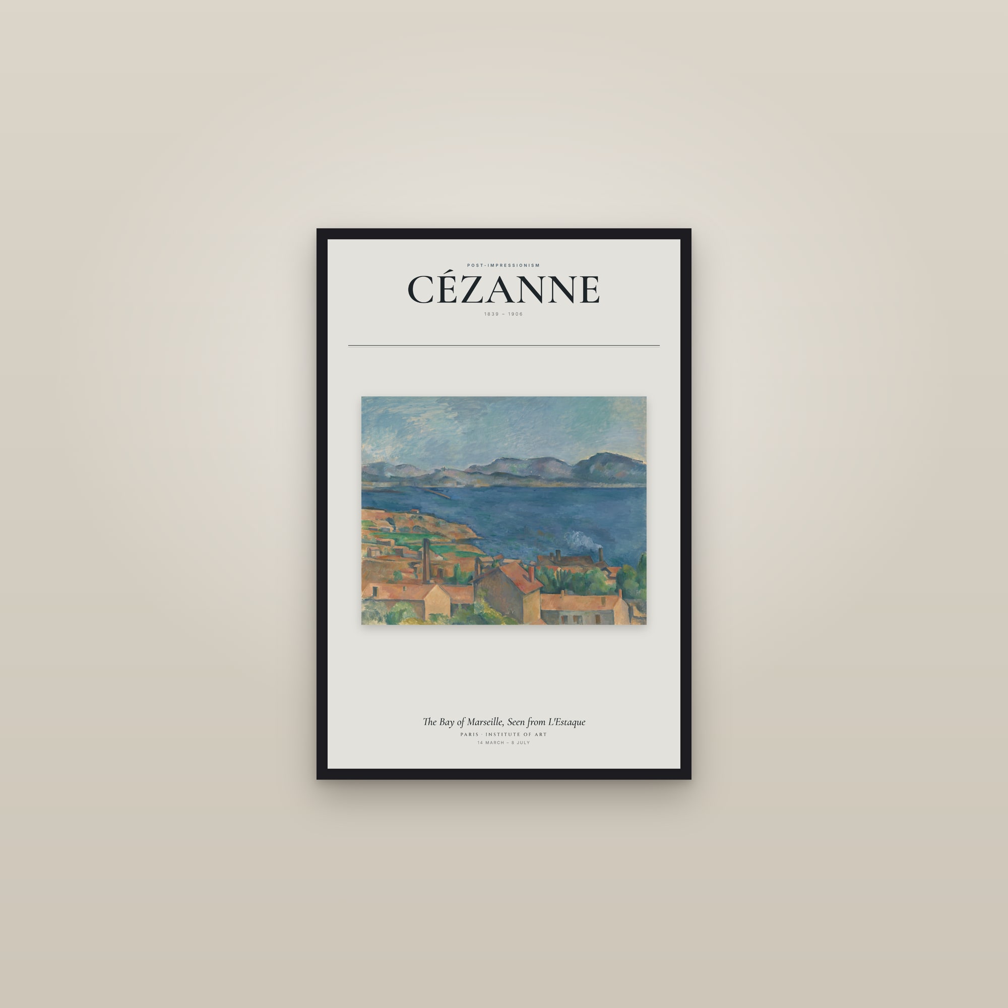 The Bay of Marseille, Seen from L'Estaque — Exhibition Poster — framed in a gallery setting