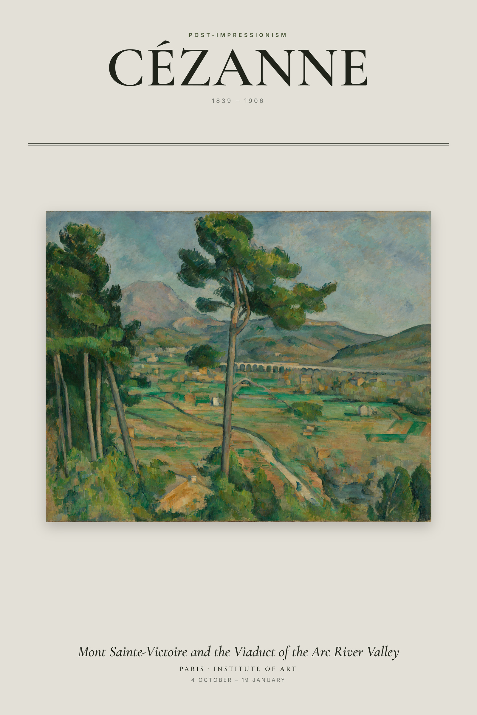 Mont Sainte-Victoire and the Viaduct of the Arc River Valley — Exhibition Poster