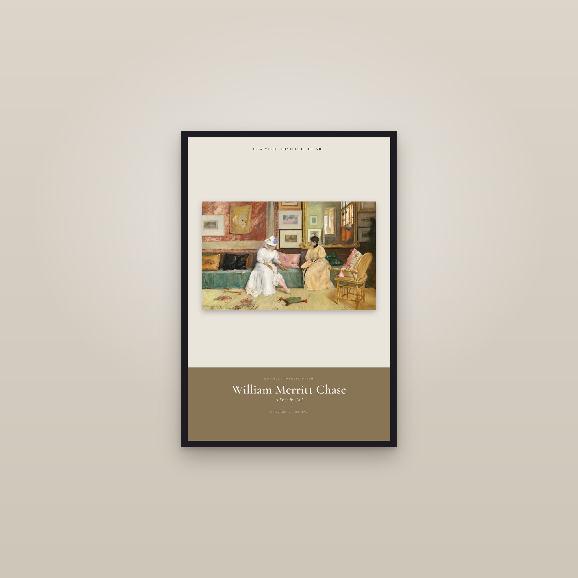 A Friendly Call — Exhibition Poster — framed in a gallery setting