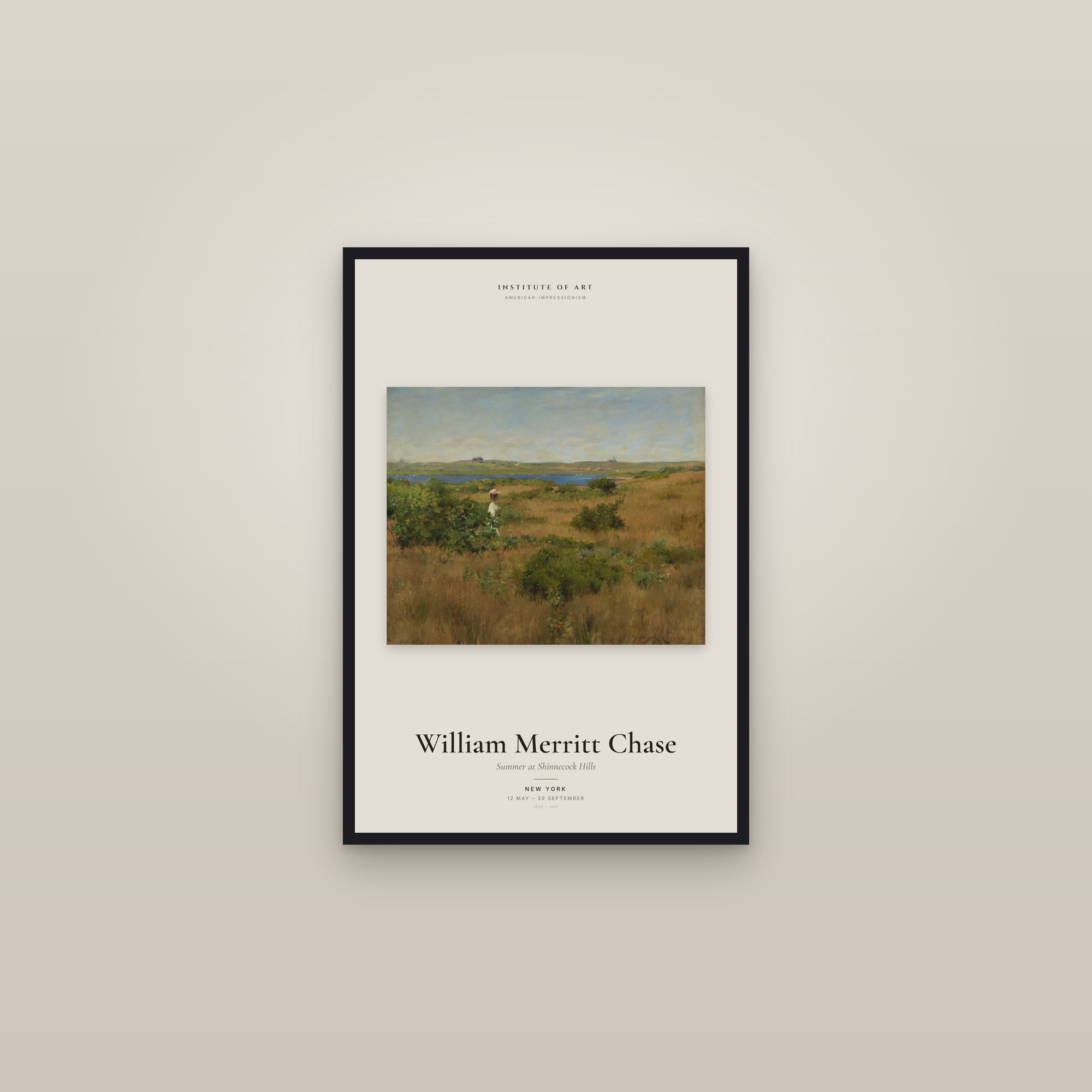 Summer at Shinnecock Hills — Exhibition Poster — framed in a gallery setting