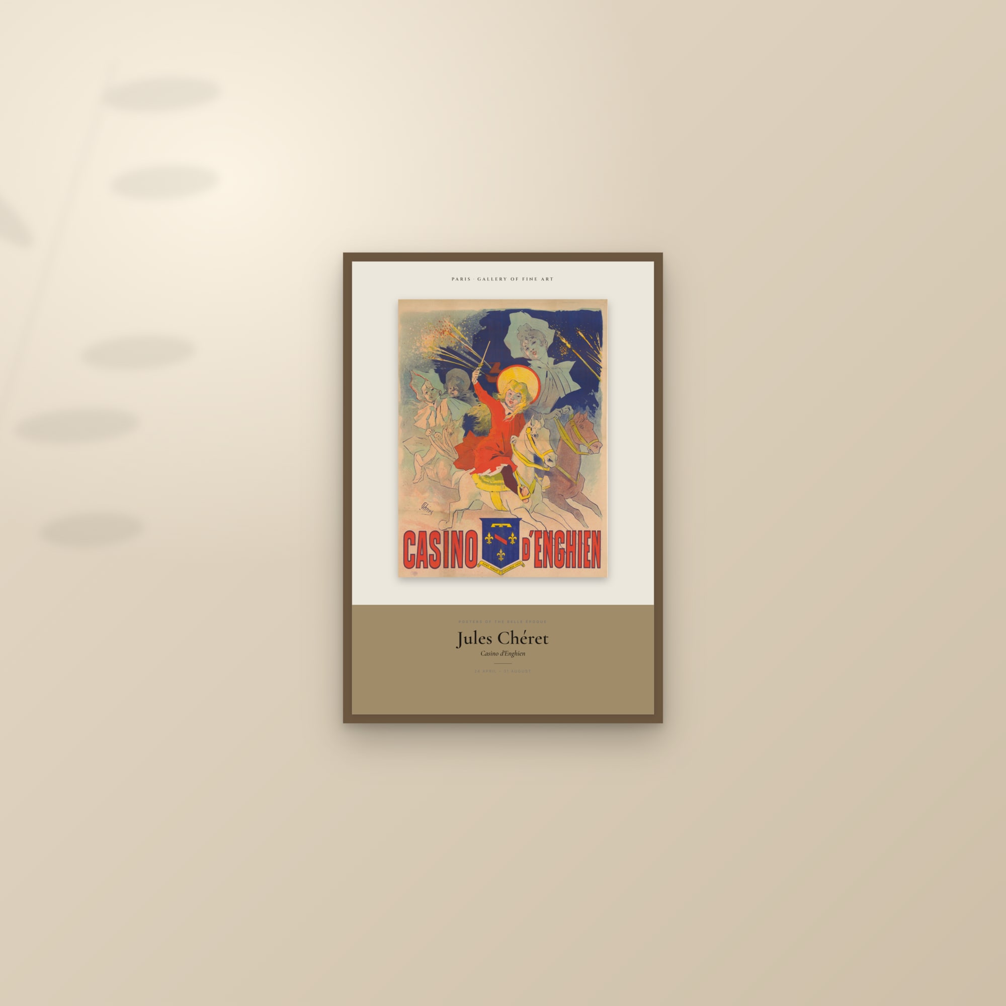 Casino d'Enghien — Exhibition Poster — framed and styled on a sunlit wall