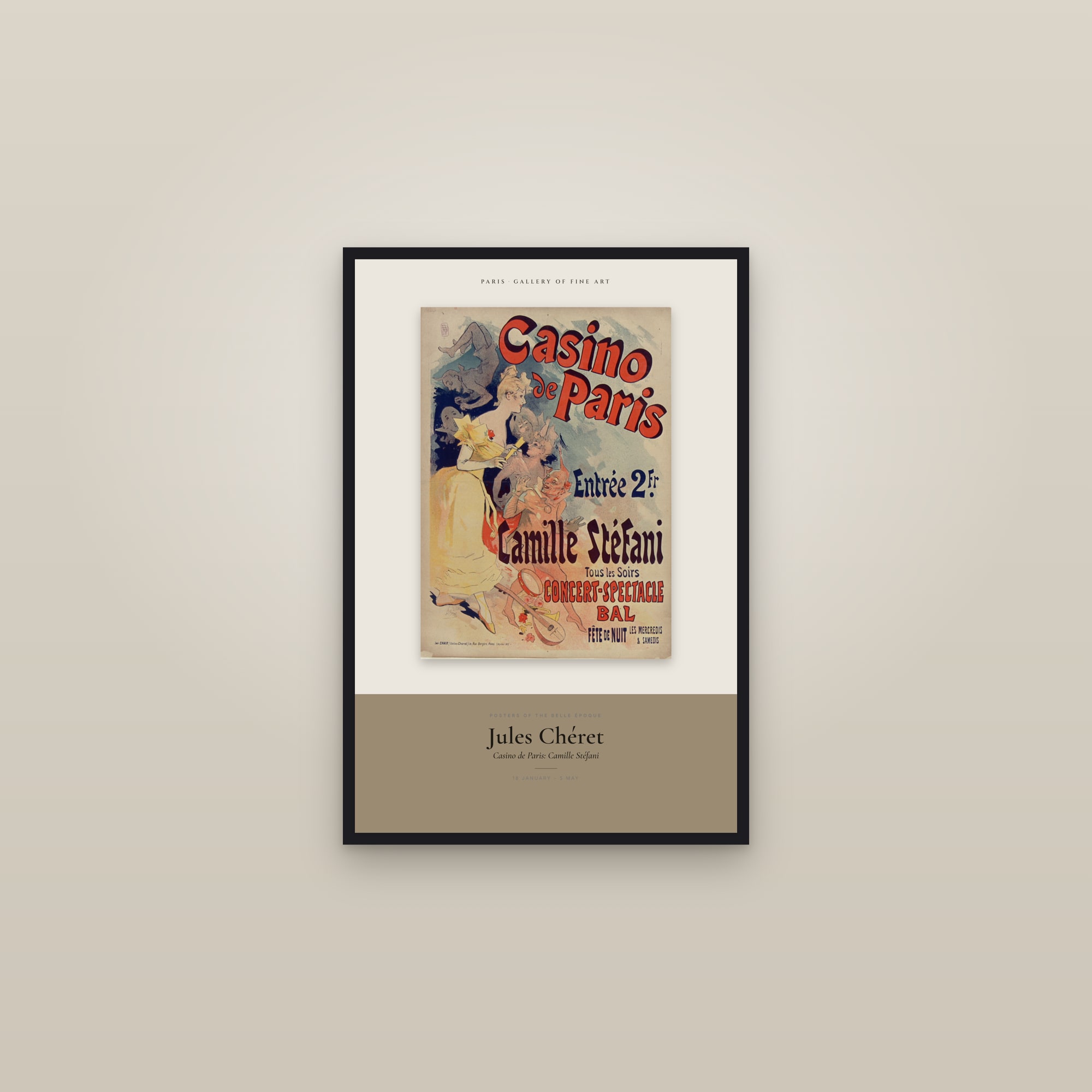Casino de Paris: Camille Stéfani — Exhibition Poster — framed in a gallery setting