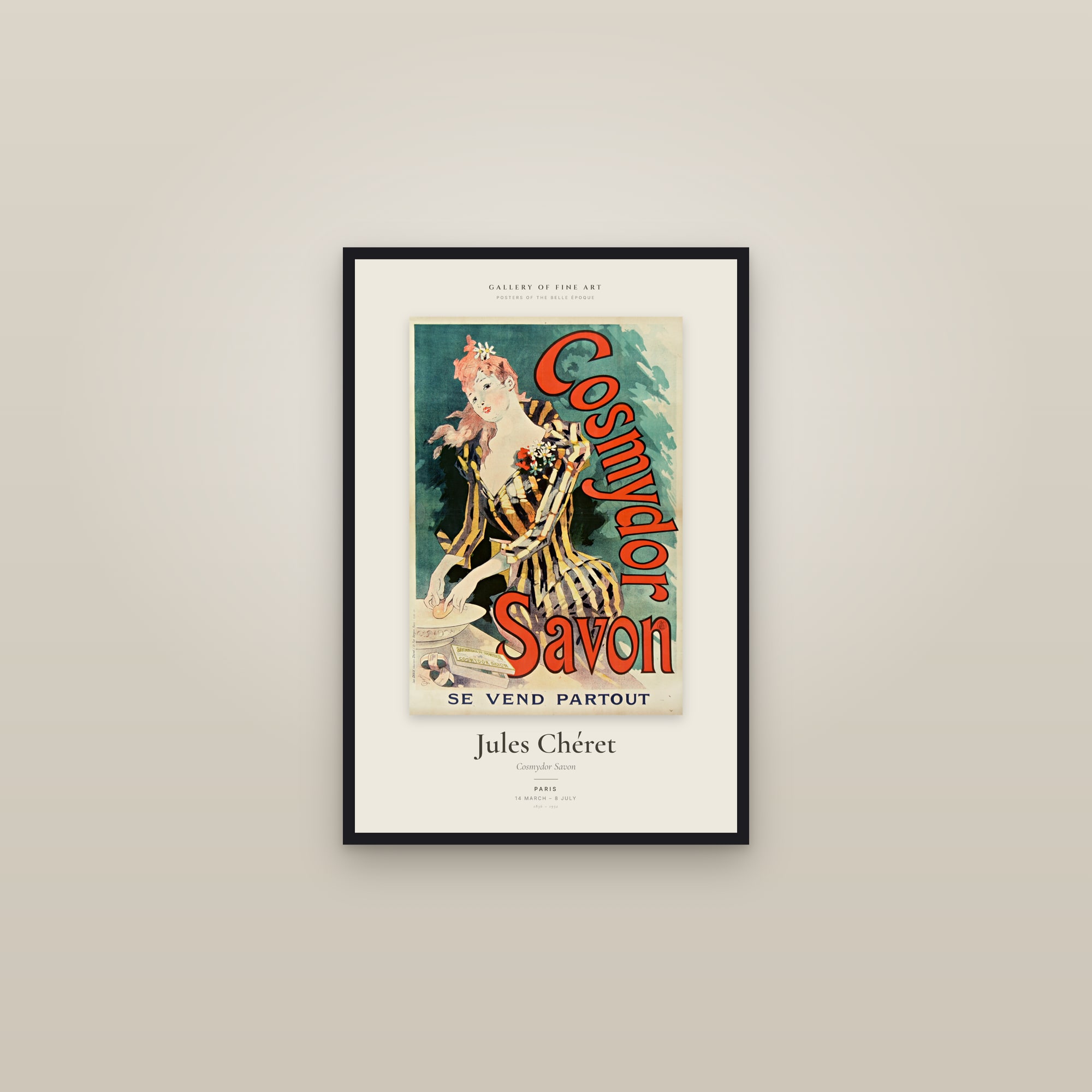 Cosmydor Savon — Exhibition Poster — framed in a gallery setting