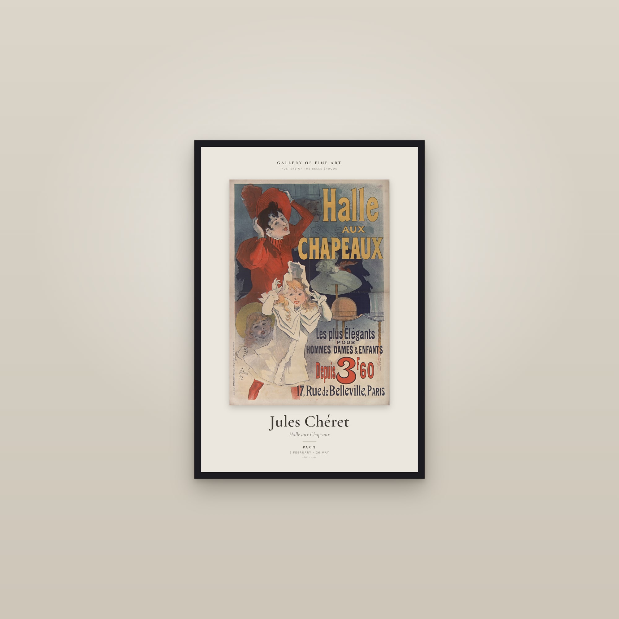 Halle aux Chapeaux — Exhibition Poster — framed in a gallery setting