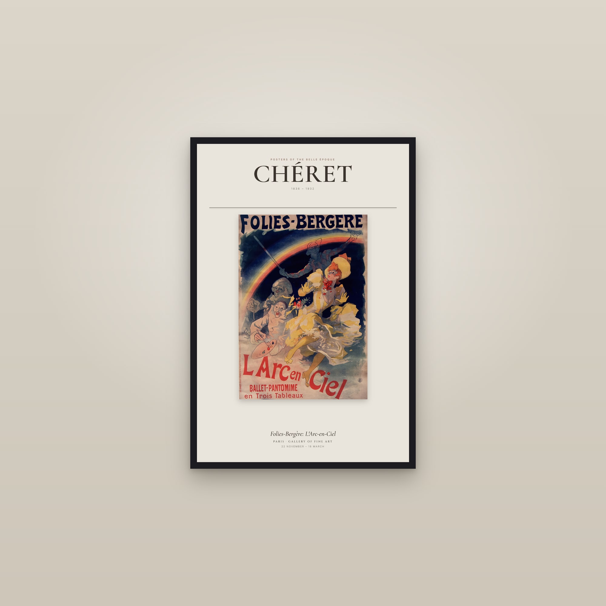 Folies-Bergère: L'Arc-en-Ciel — Exhibition Poster — framed in a gallery setting
