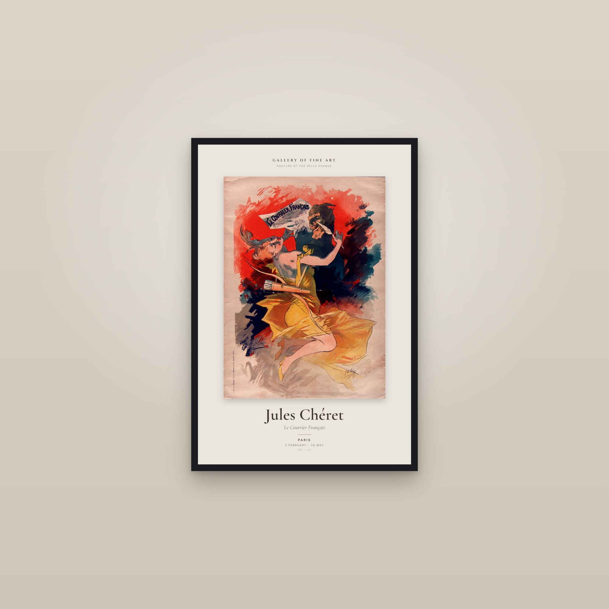 Le Courrier Français — Exhibition Poster — framed in a gallery setting