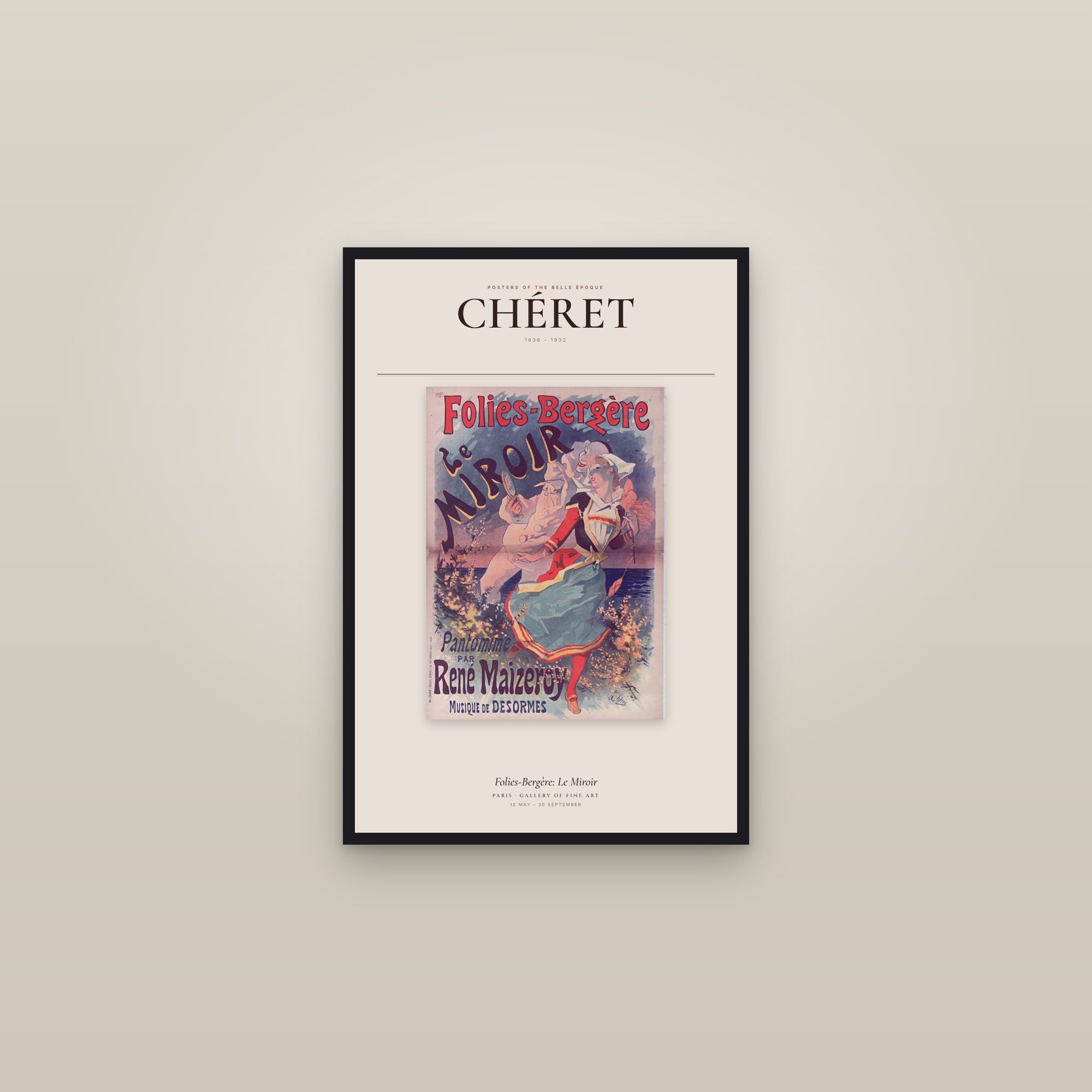 Folies-Bergère: Le Miroir — Exhibition Poster — framed in a gallery setting