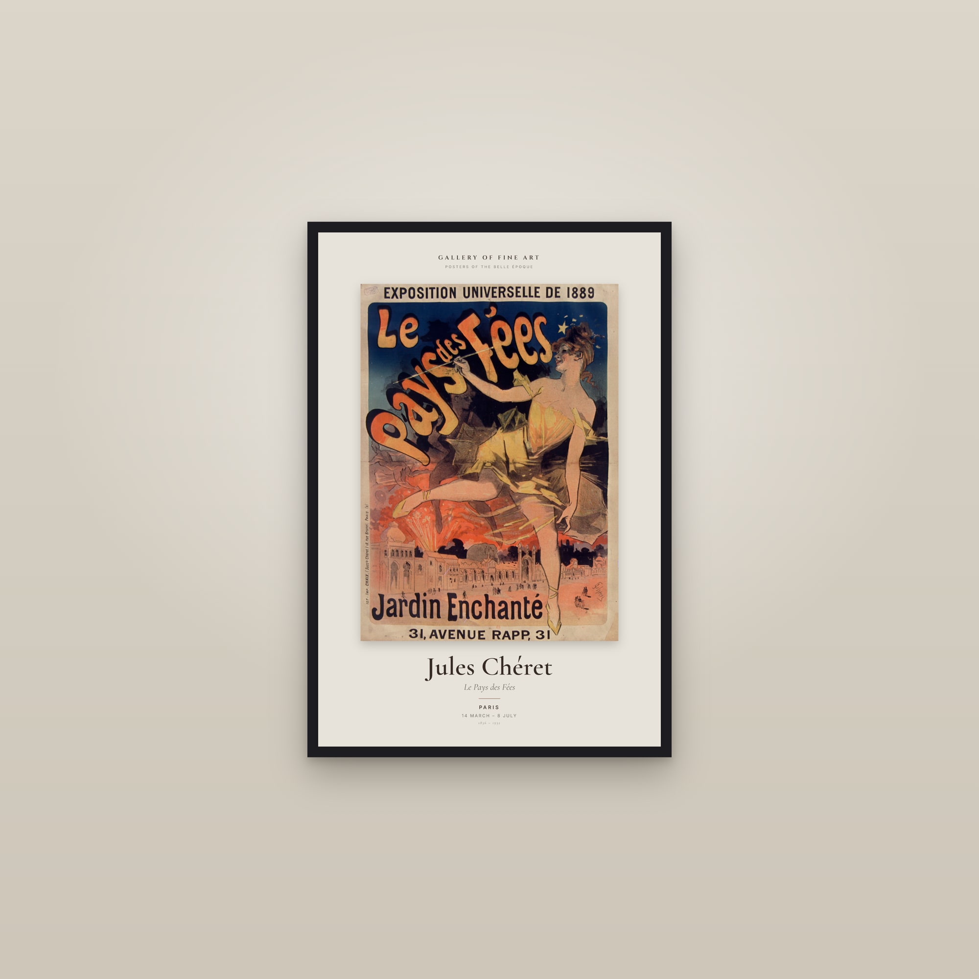 Le Pays des Fées — Exhibition Poster — framed in a gallery setting