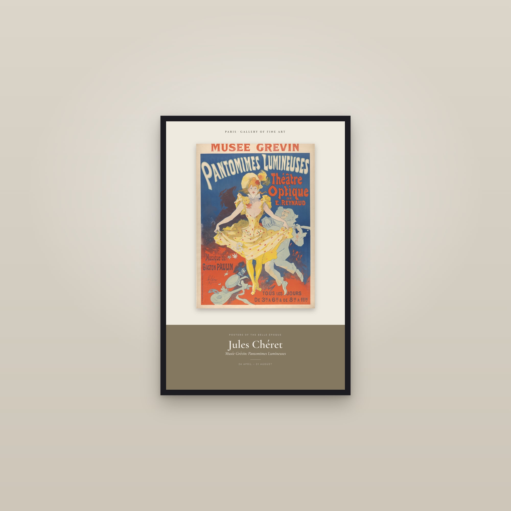 Musée Grévin: Pantomimes Lumineuses — Exhibition Poster — framed in a gallery setting