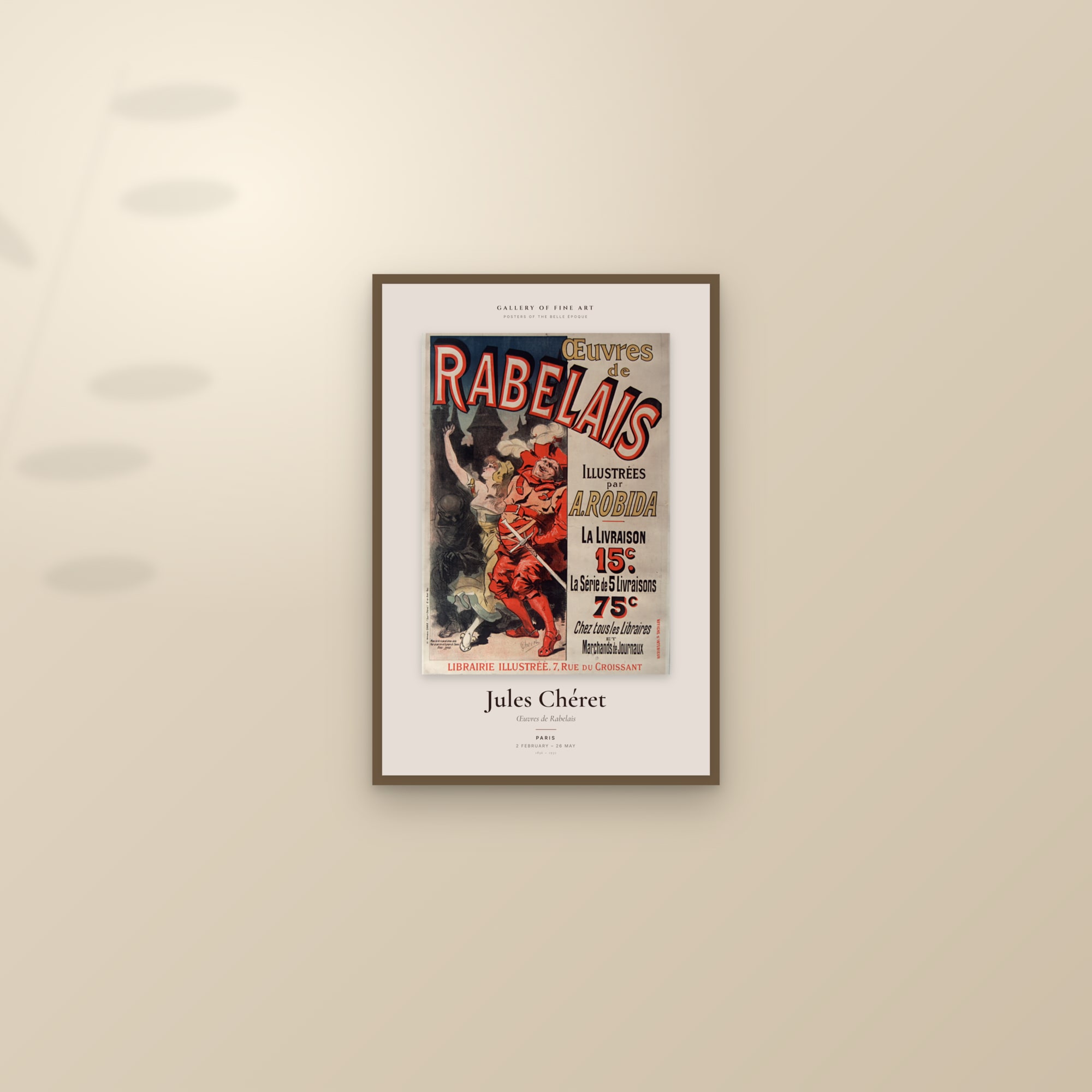 Œuvres de Rabelais — Exhibition Poster — framed and styled on a sunlit wall