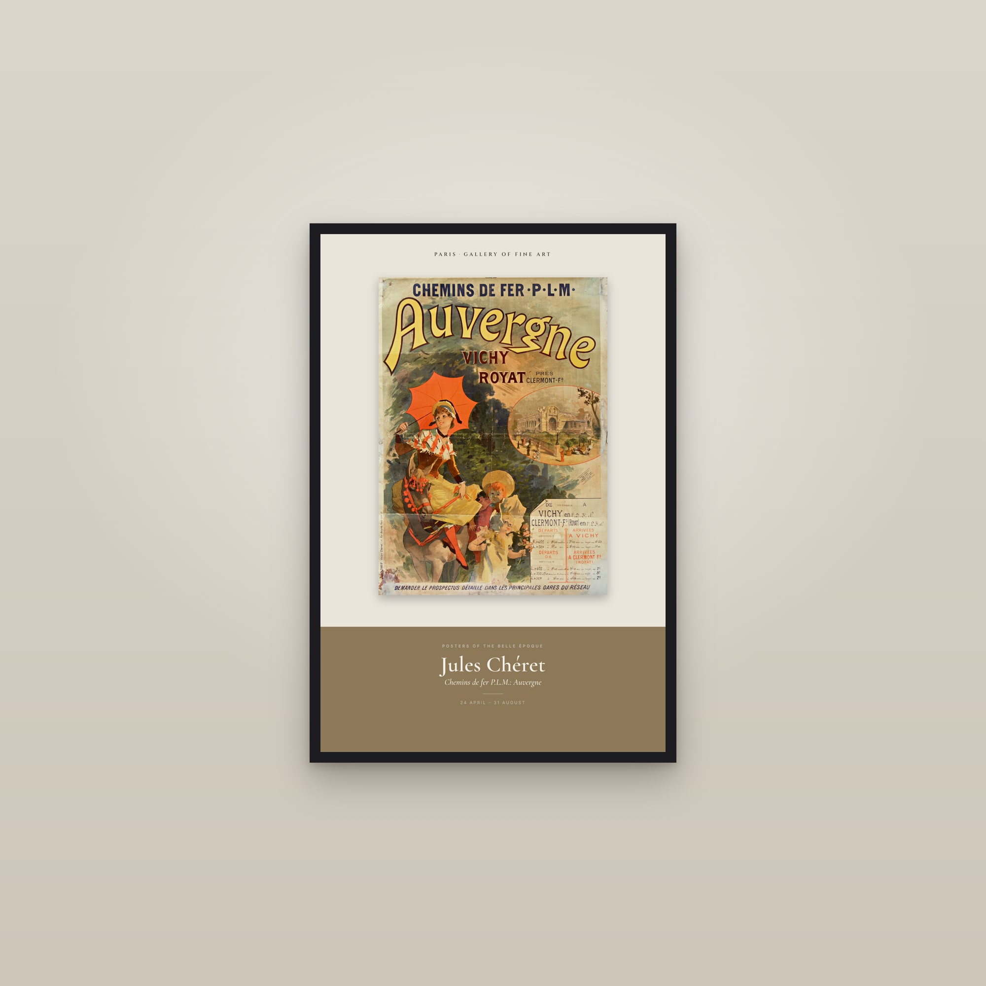 Chemins de fer P.L.M.: Auvergne — Exhibition Poster — framed in a gallery setting