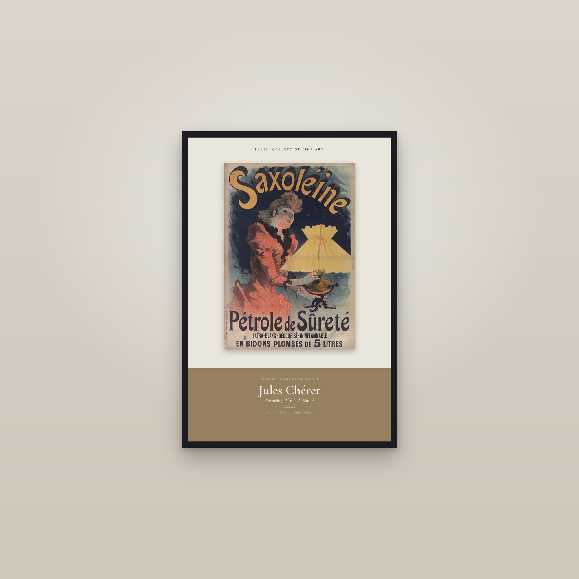 Saxoléine, Pétrole de Sûreté — Exhibition Poster — framed in a gallery setting