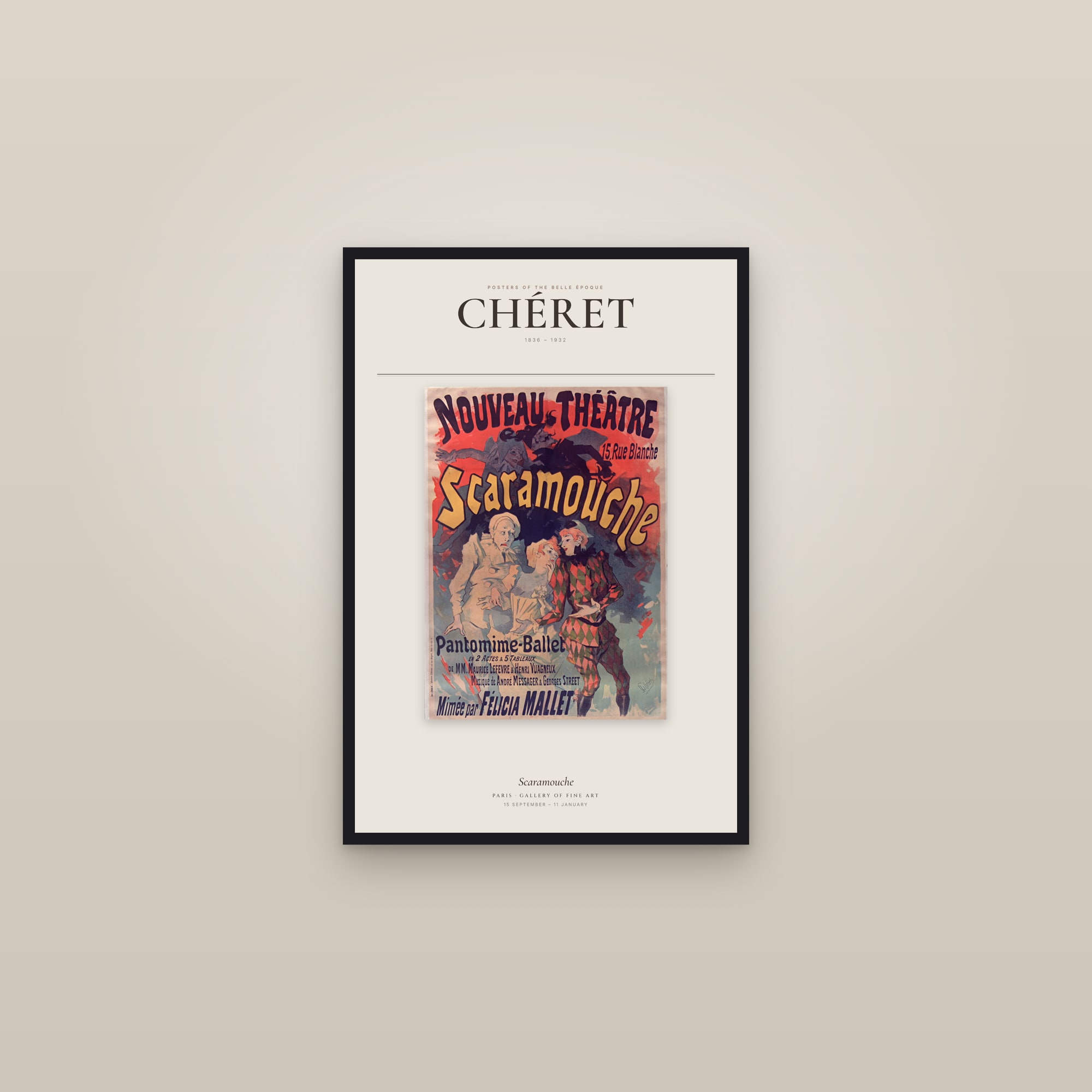 Scaramouche — Exhibition Poster — framed in a gallery setting