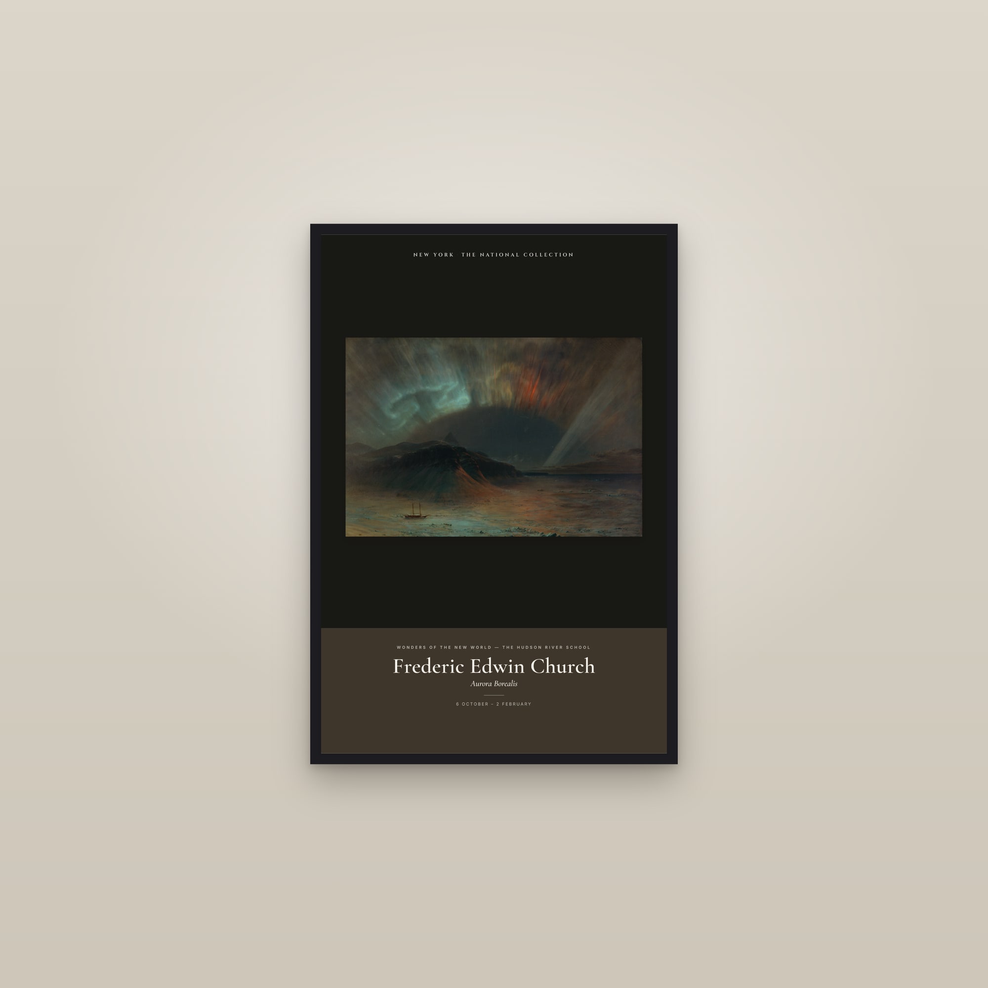 Aurora Borealis — Exhibition Poster — framed in a gallery setting