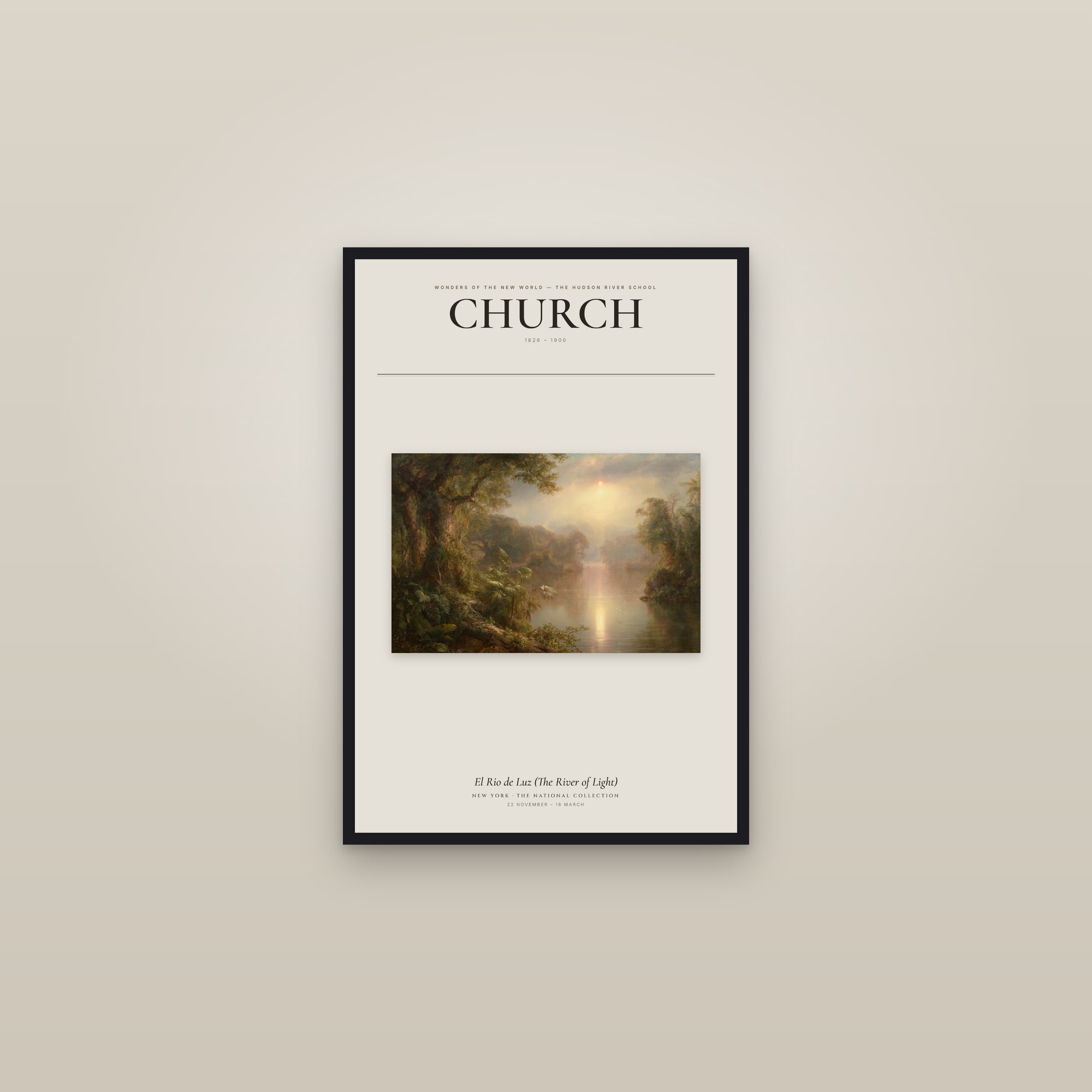 El Rio de Luz (The River of Light) — Exhibition Poster — framed in a gallery setting
