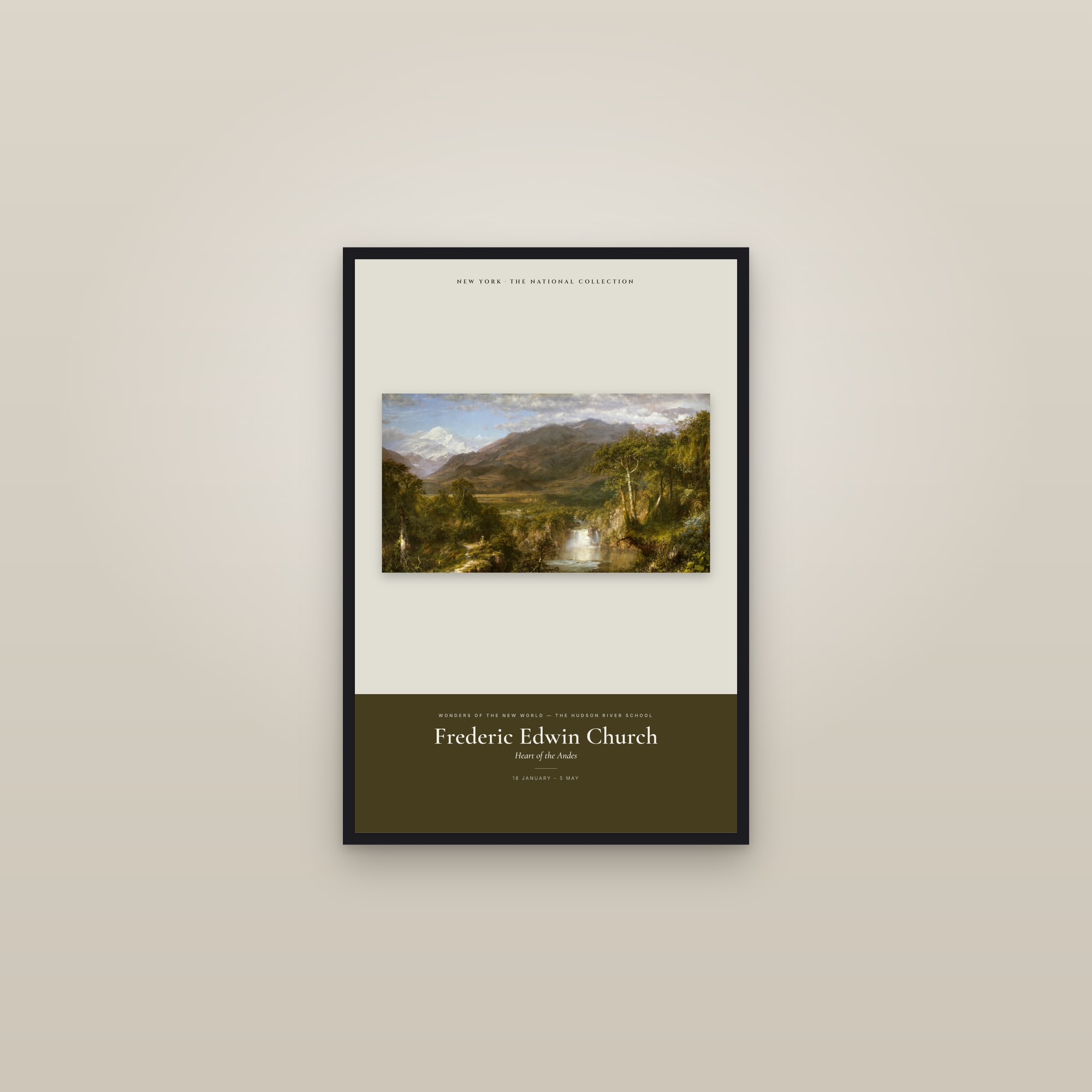 Heart of the Andes — Exhibition Poster — framed in a gallery setting