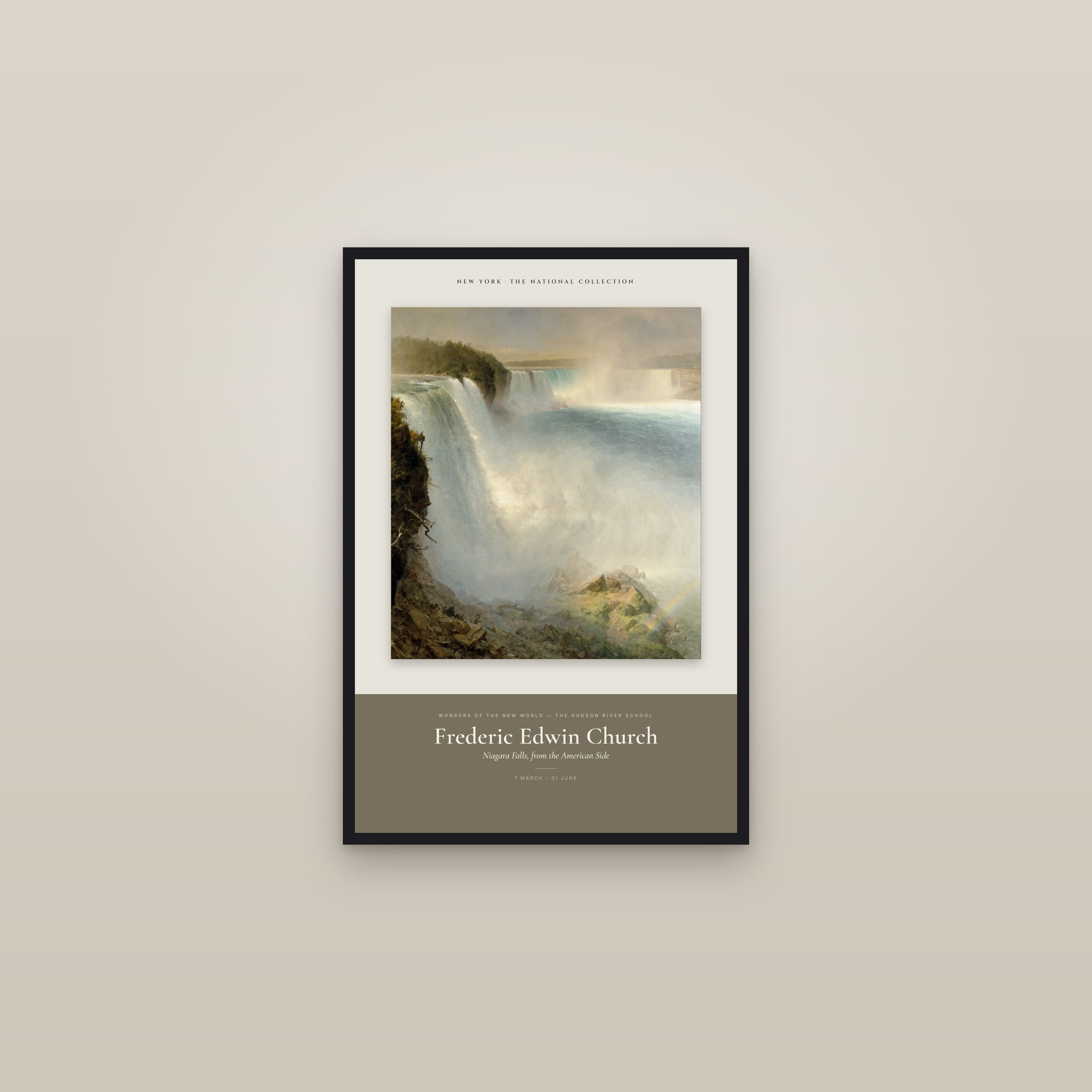 Niagara Falls, from the American Side — Exhibition Poster — framed in a gallery setting