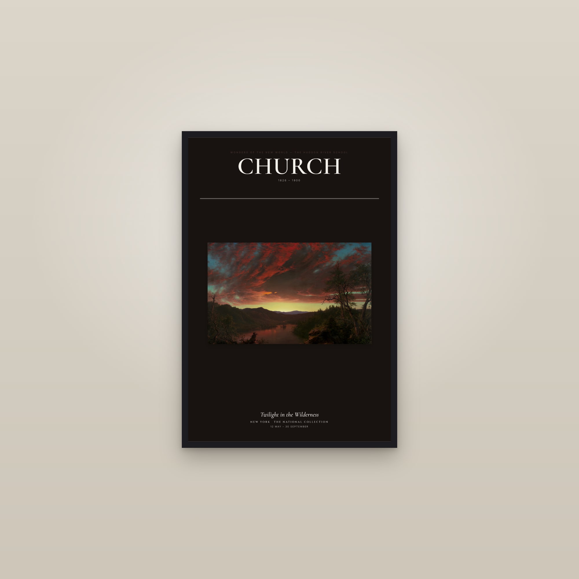 Twilight in the Wilderness — Exhibition Poster — framed in a gallery setting