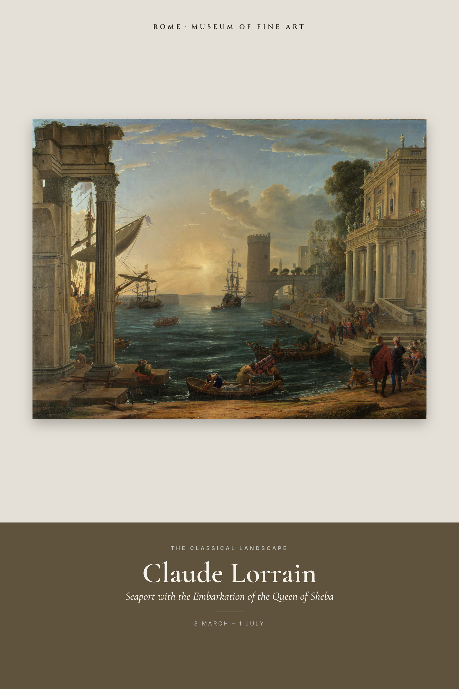Seaport with the Embarkation of the Queen of Sheba — Exhibition Poster