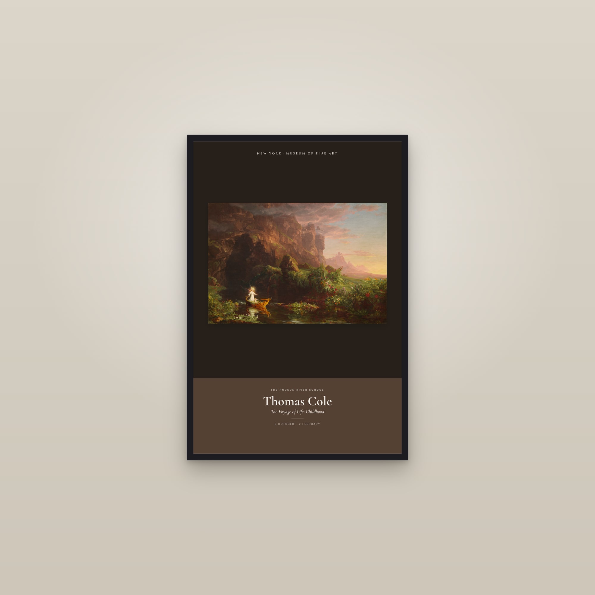 The Voyage of Life: Childhood — Exhibition Poster — framed in a gallery setting