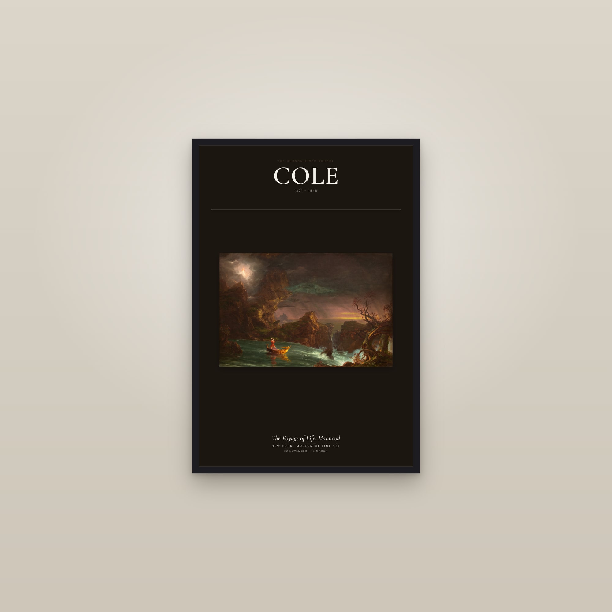 The Voyage of Life: Manhood — Exhibition Poster — framed in a gallery setting