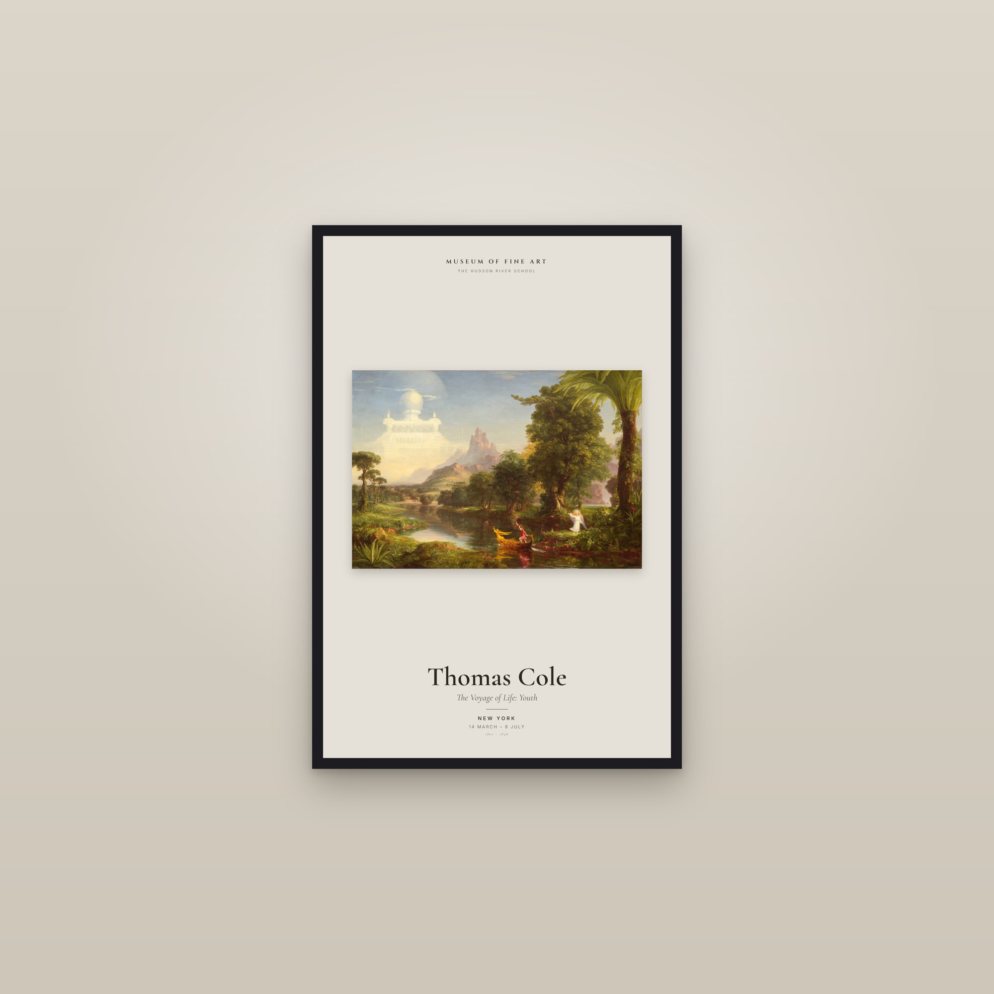The Voyage of Life: Youth — Exhibition Poster — framed in a gallery setting