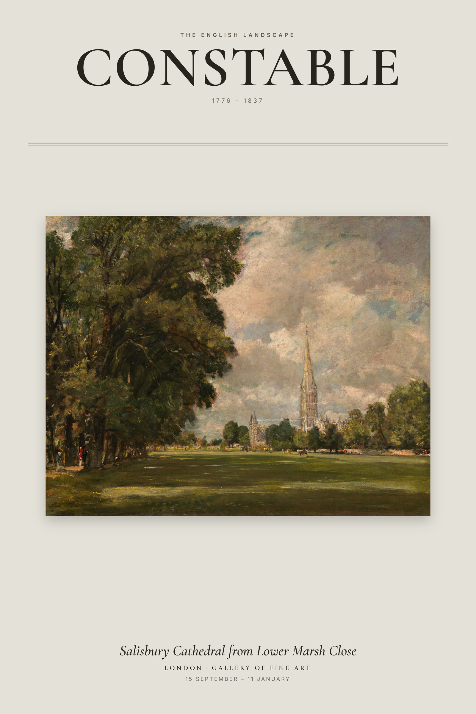 Salisbury Cathedral from Lower Marsh Close — Exhibition Poster
