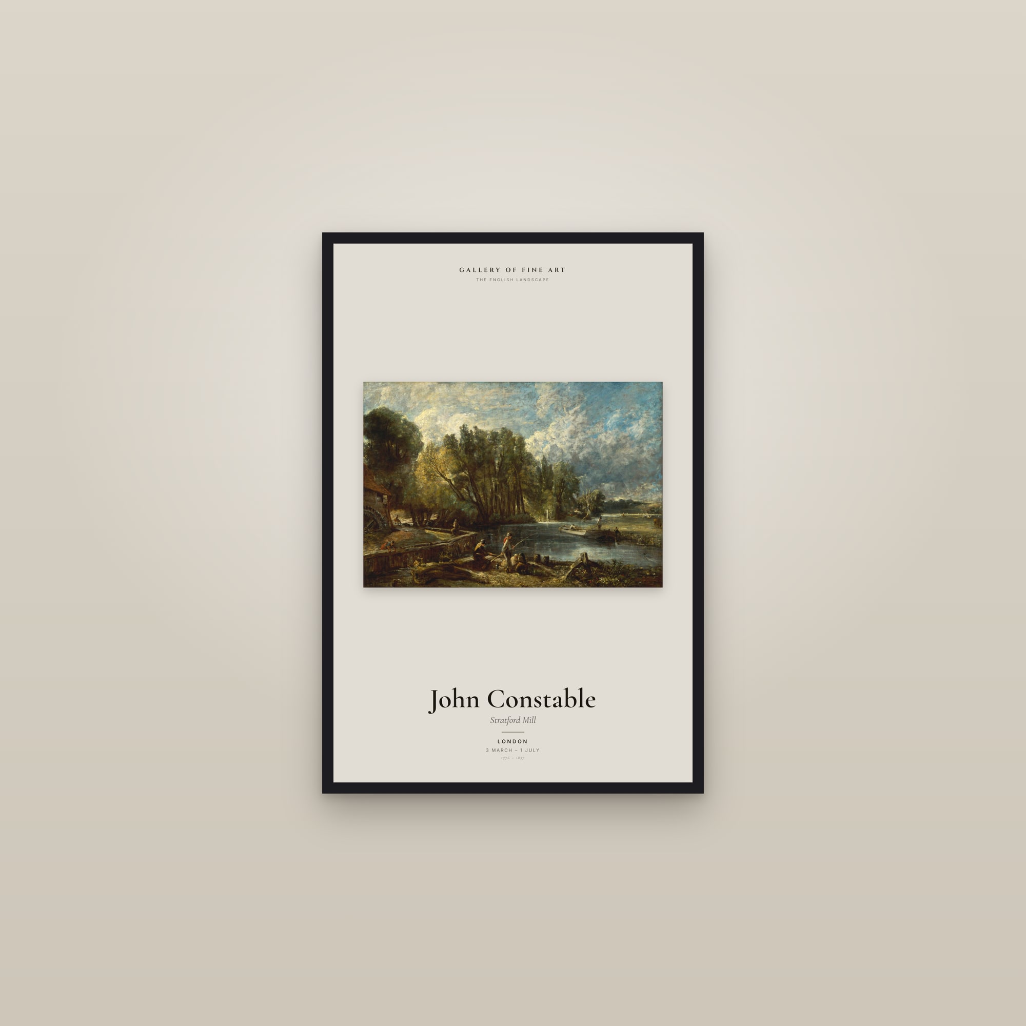 Stratford Mill — Exhibition Poster — framed in a gallery setting